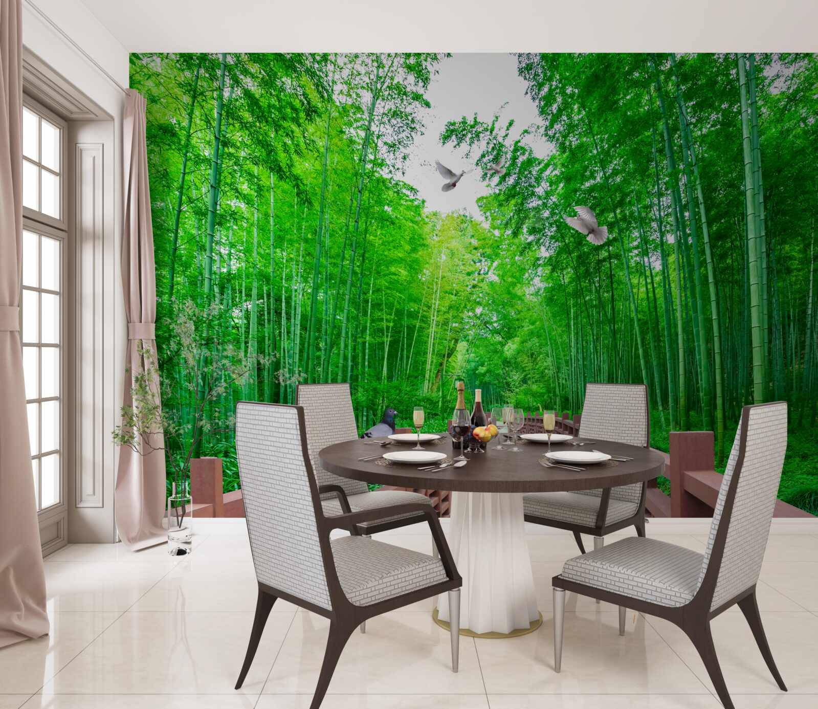 Фотошпалери Стежка через зелений бамбуковий ліс