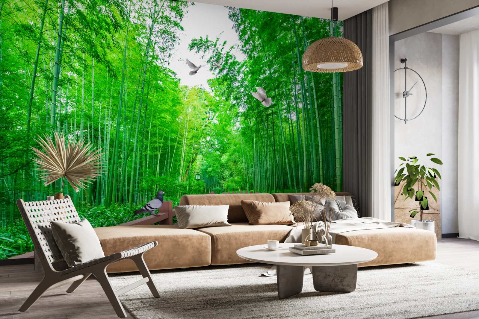 Фотошпалери Стежка через зелений бамбуковий ліс