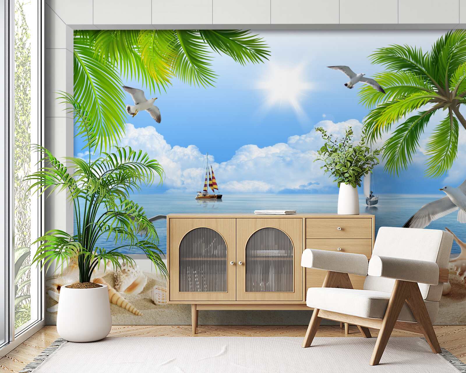 Фотошпалери кораблі на спокійному морі