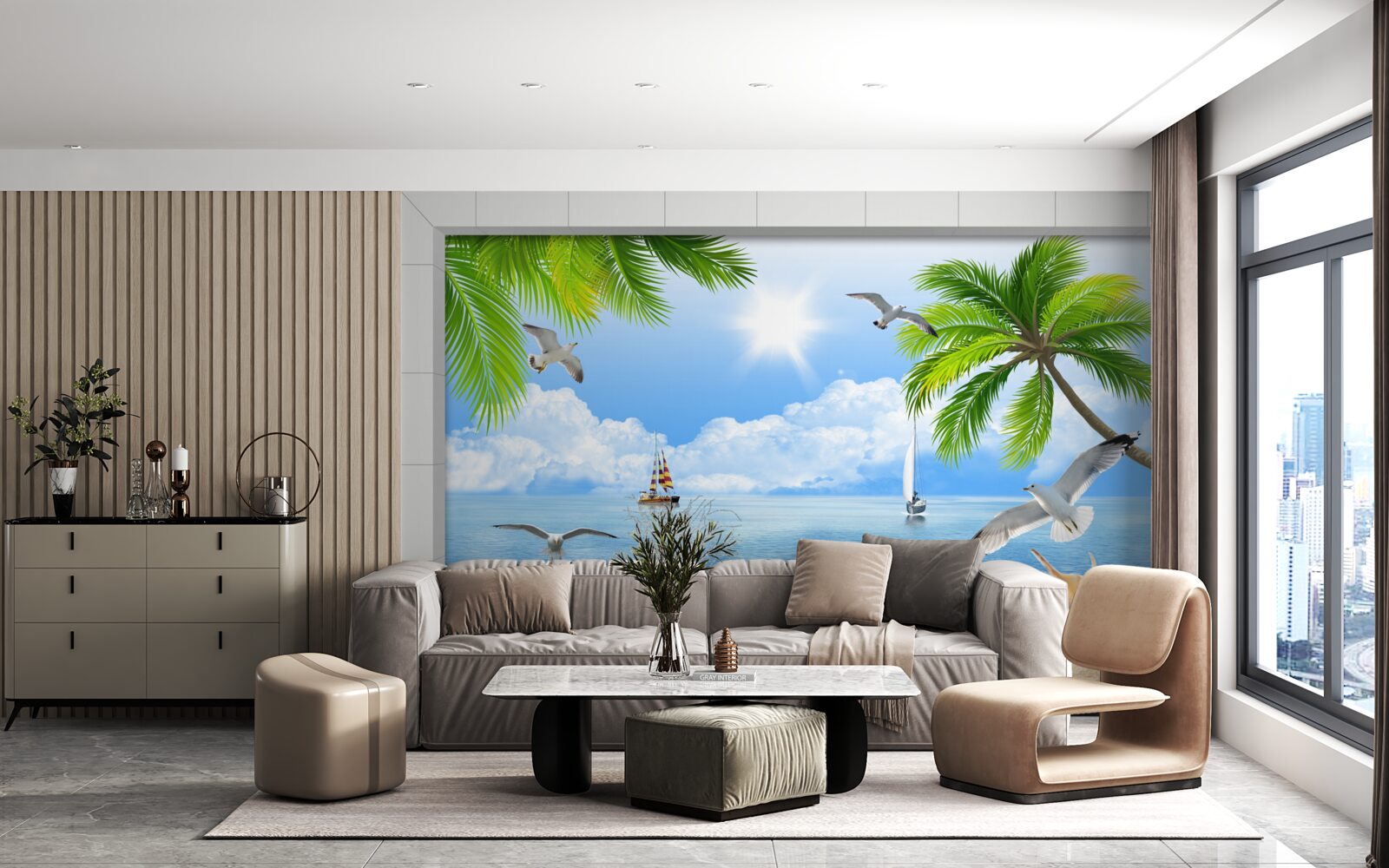 Фотошпалери кораблі на спокійному морі