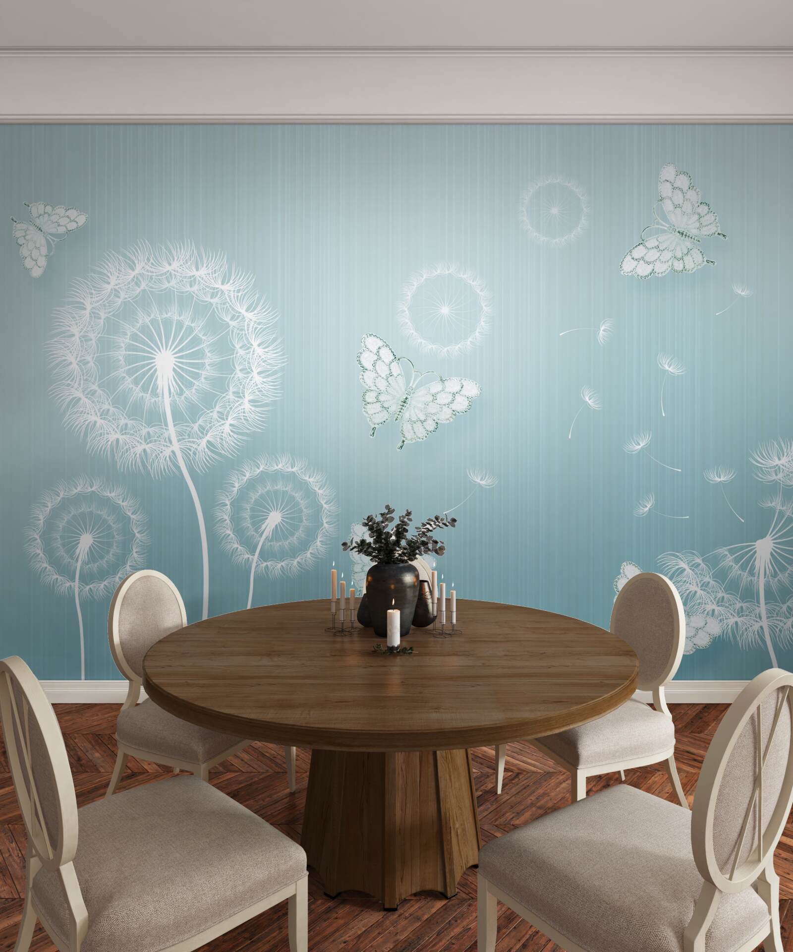 Фотошпалери система метеликів і кульбаби