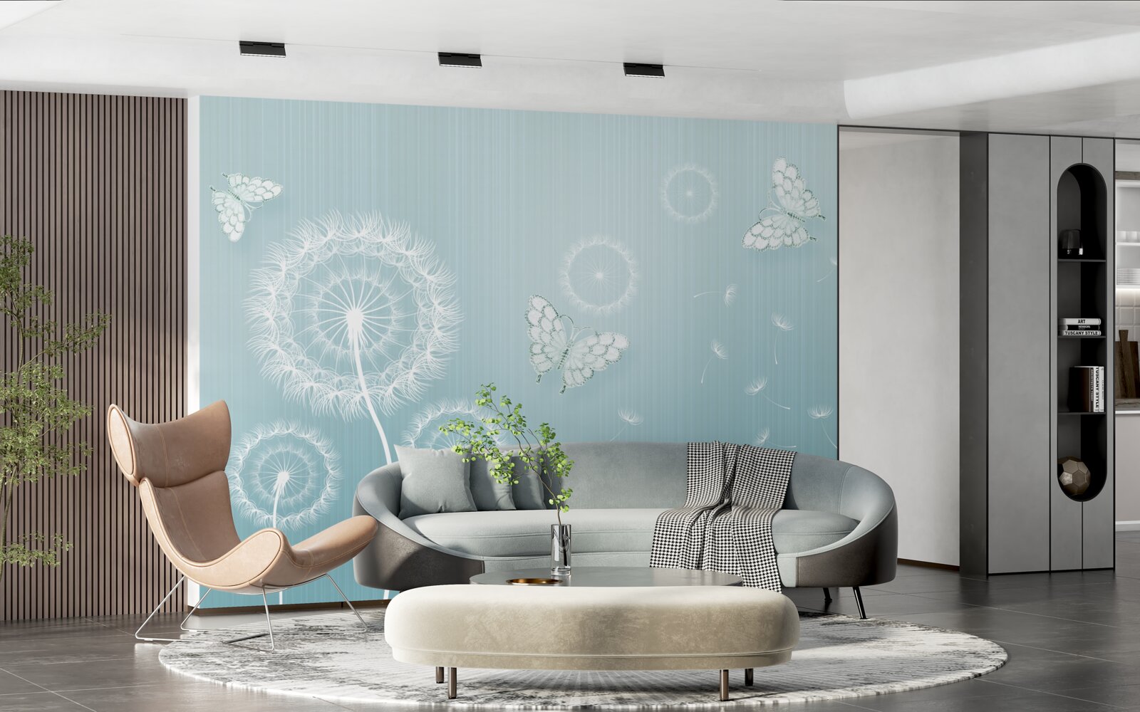 Фотошпалери система метеликів і кульбаби