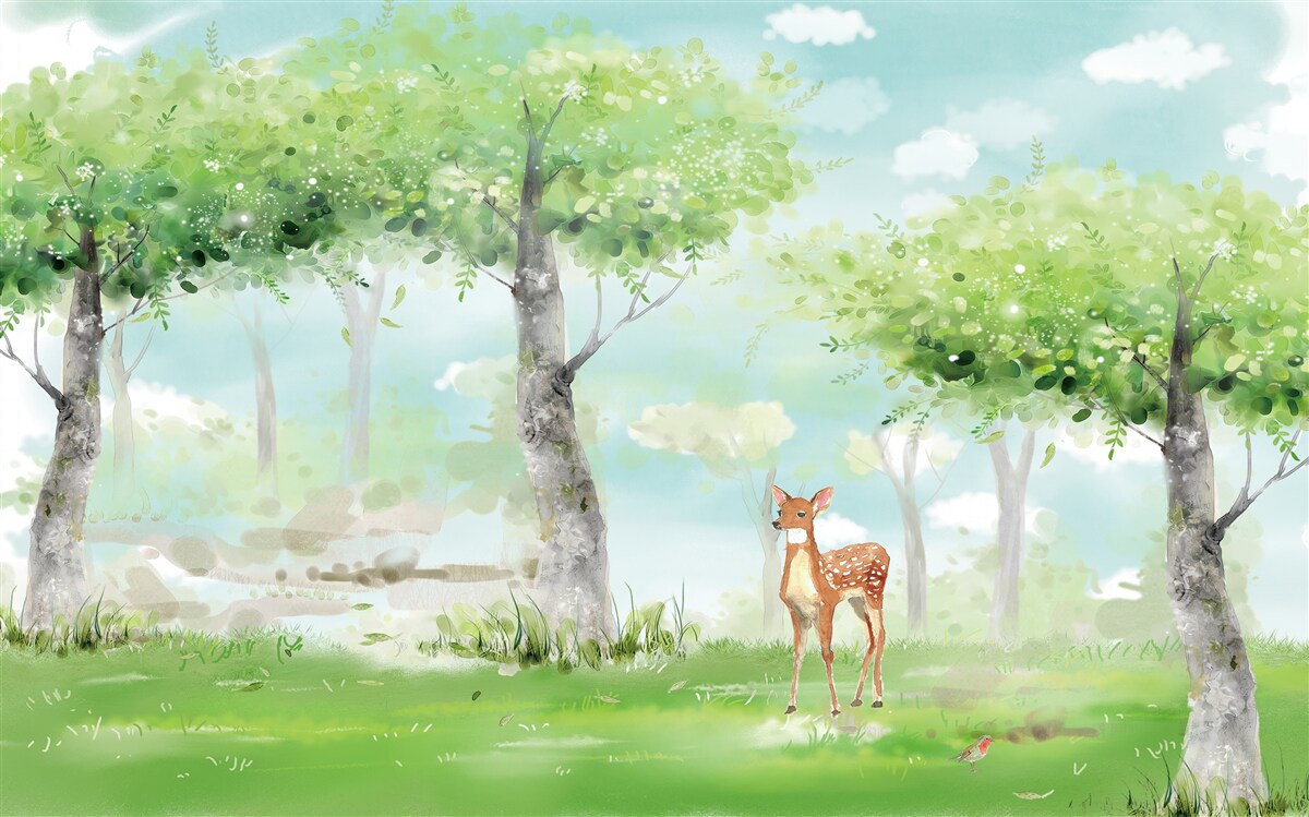 Фотошпалери північний звір серед різнобарвного гаю