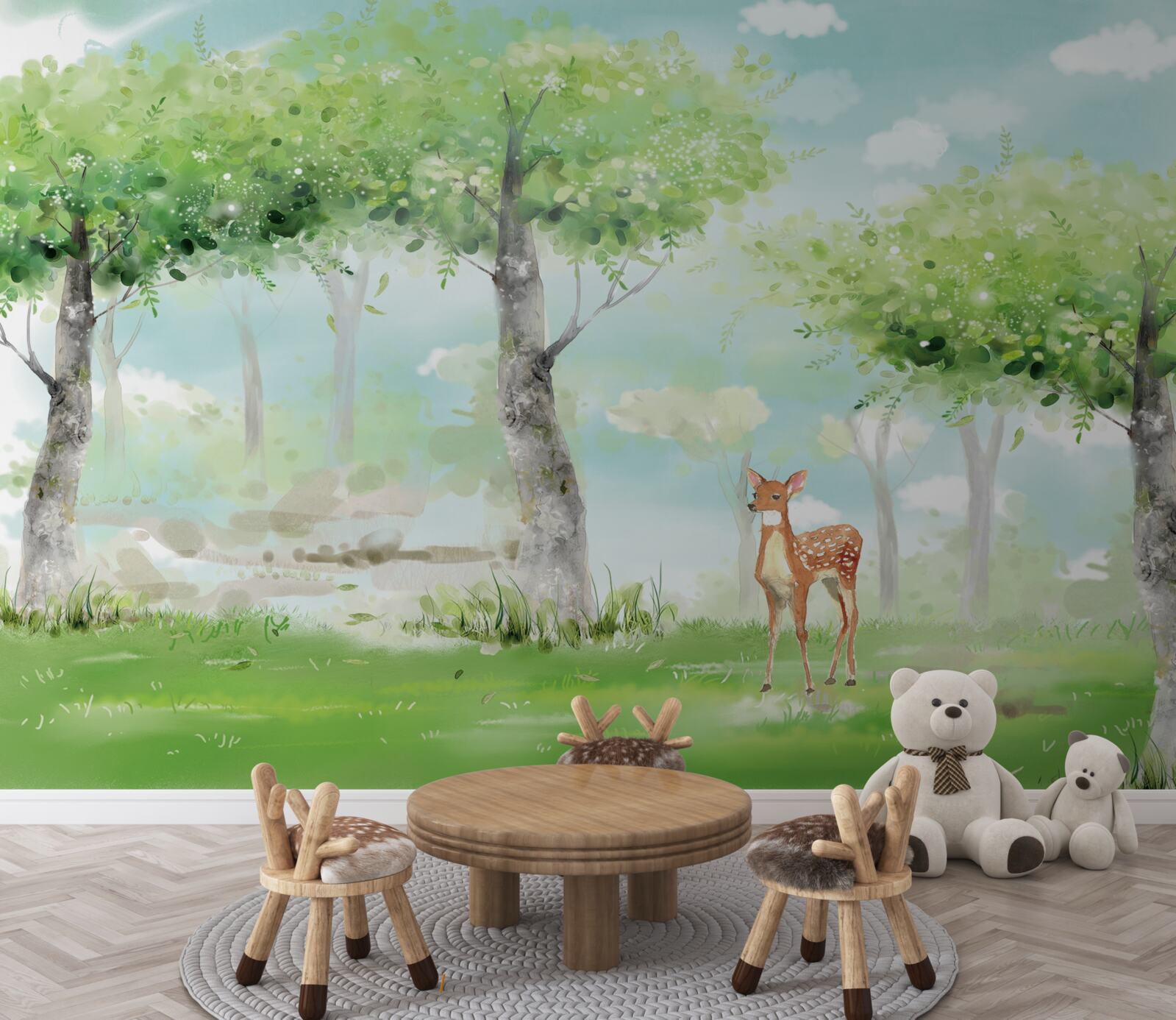 Фотошпалери північний звір серед різнобарвного гаю