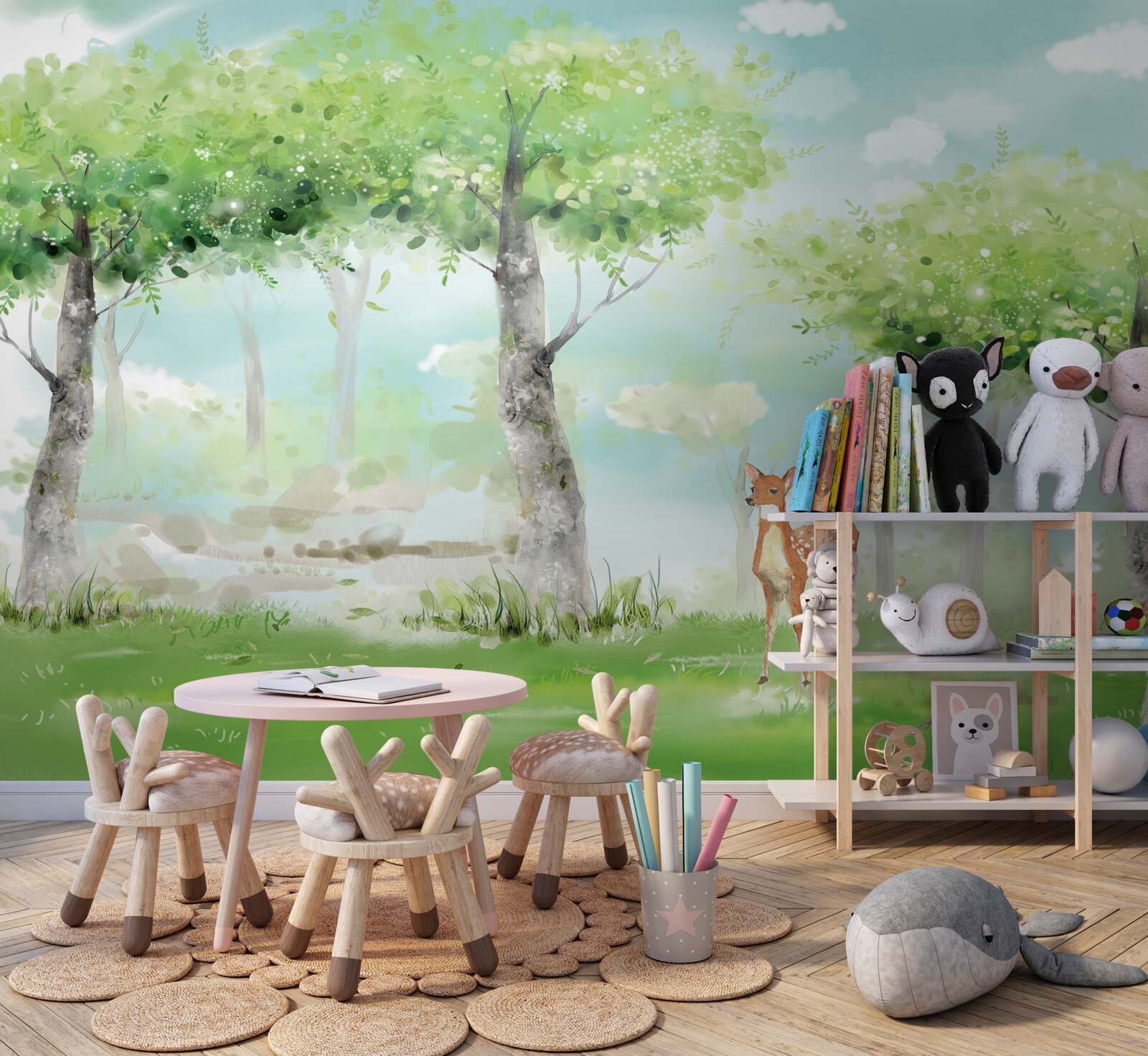 Фотошпалери північний звір серед різнобарвного гаю