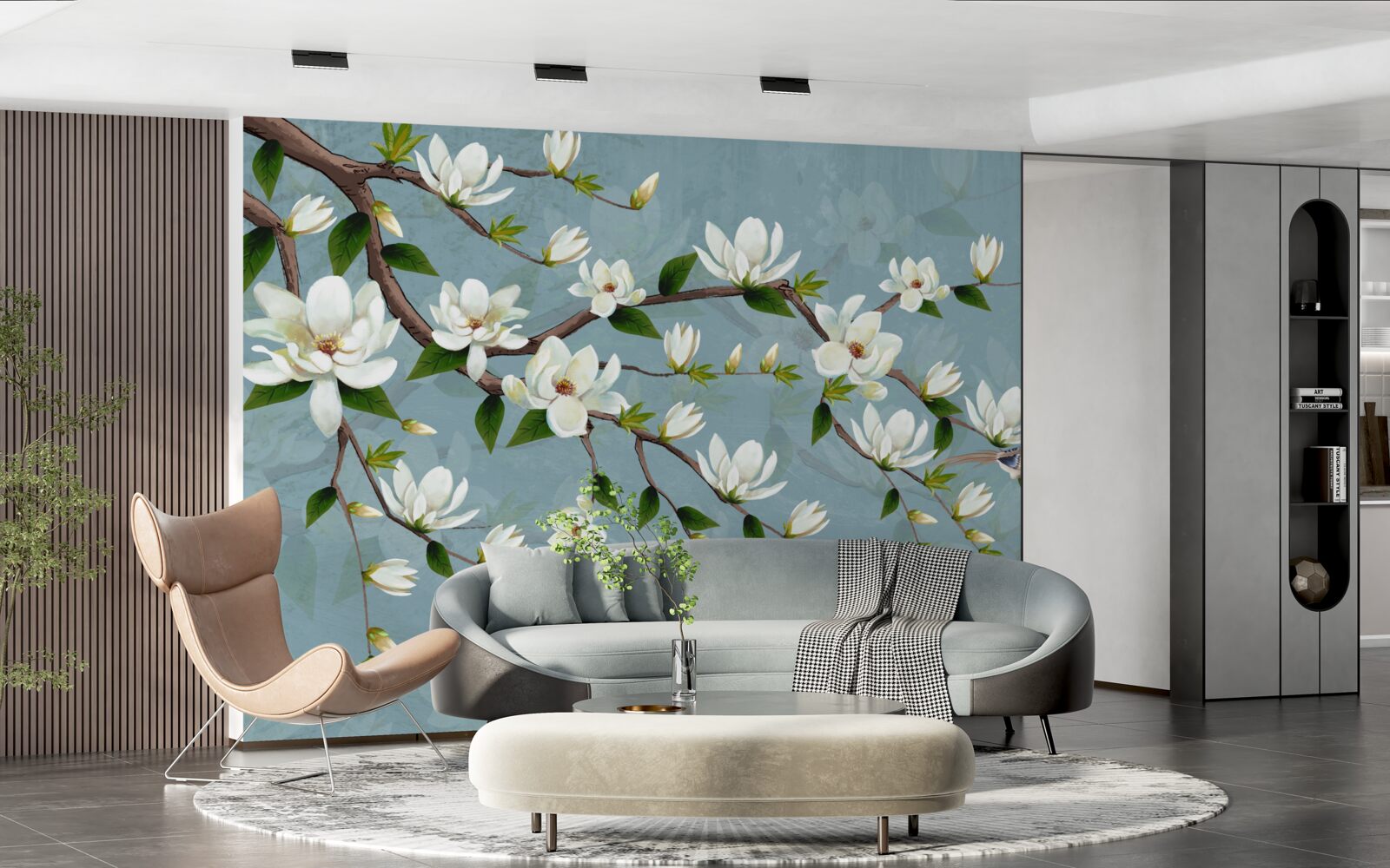 Фотошпалери істота з крилами наближається до світлих бруньок