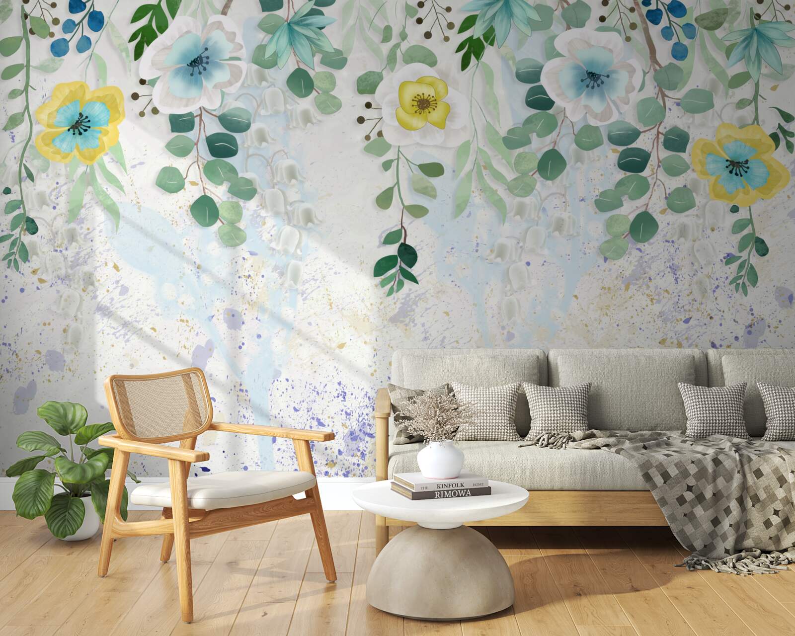 Фотошпалери ліани квітів у ніжних кольорах