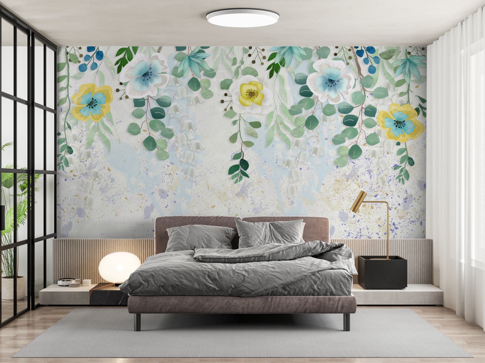 Фотошпалери ліани квітів у ніжних кольорах