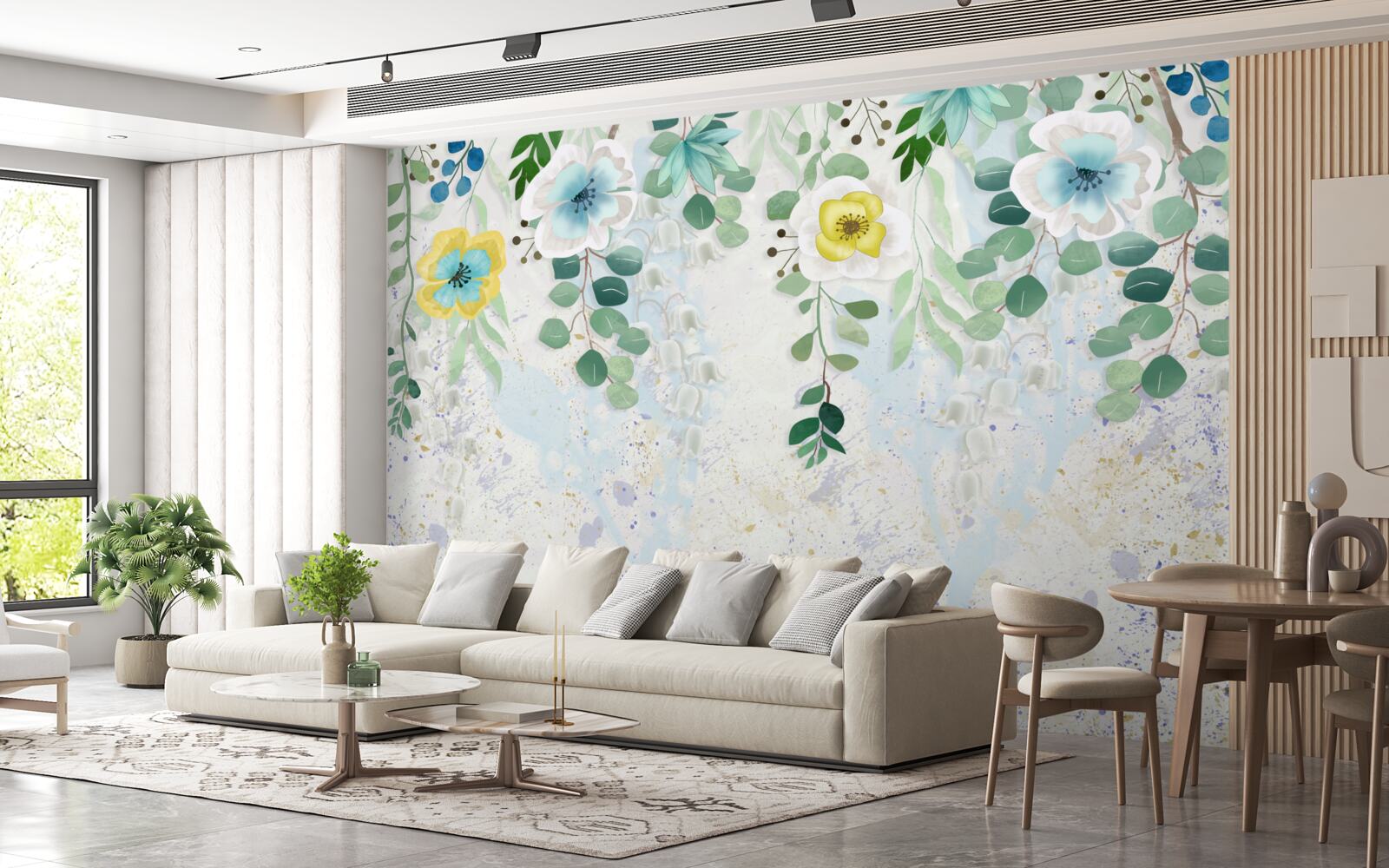 Фотошпалери ліани квітів у ніжних кольорах