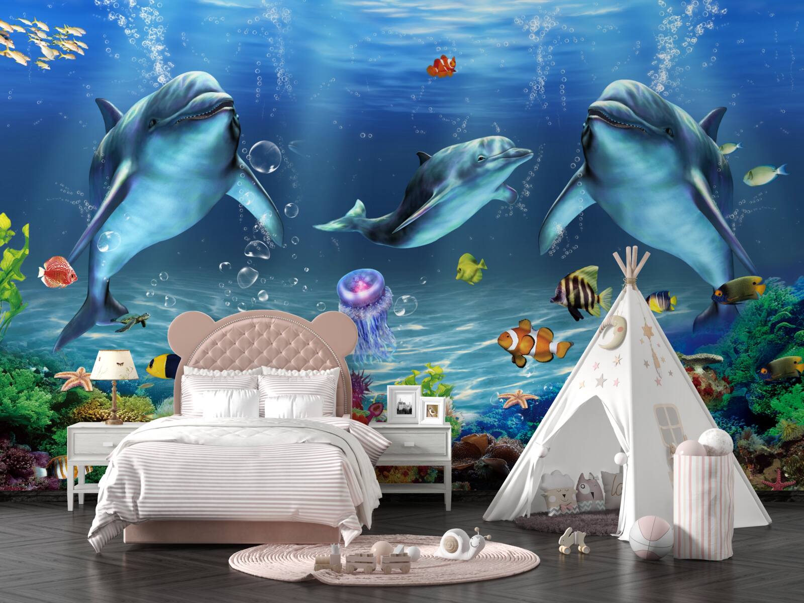 Фотошпалери водні мешканці - дельфіни