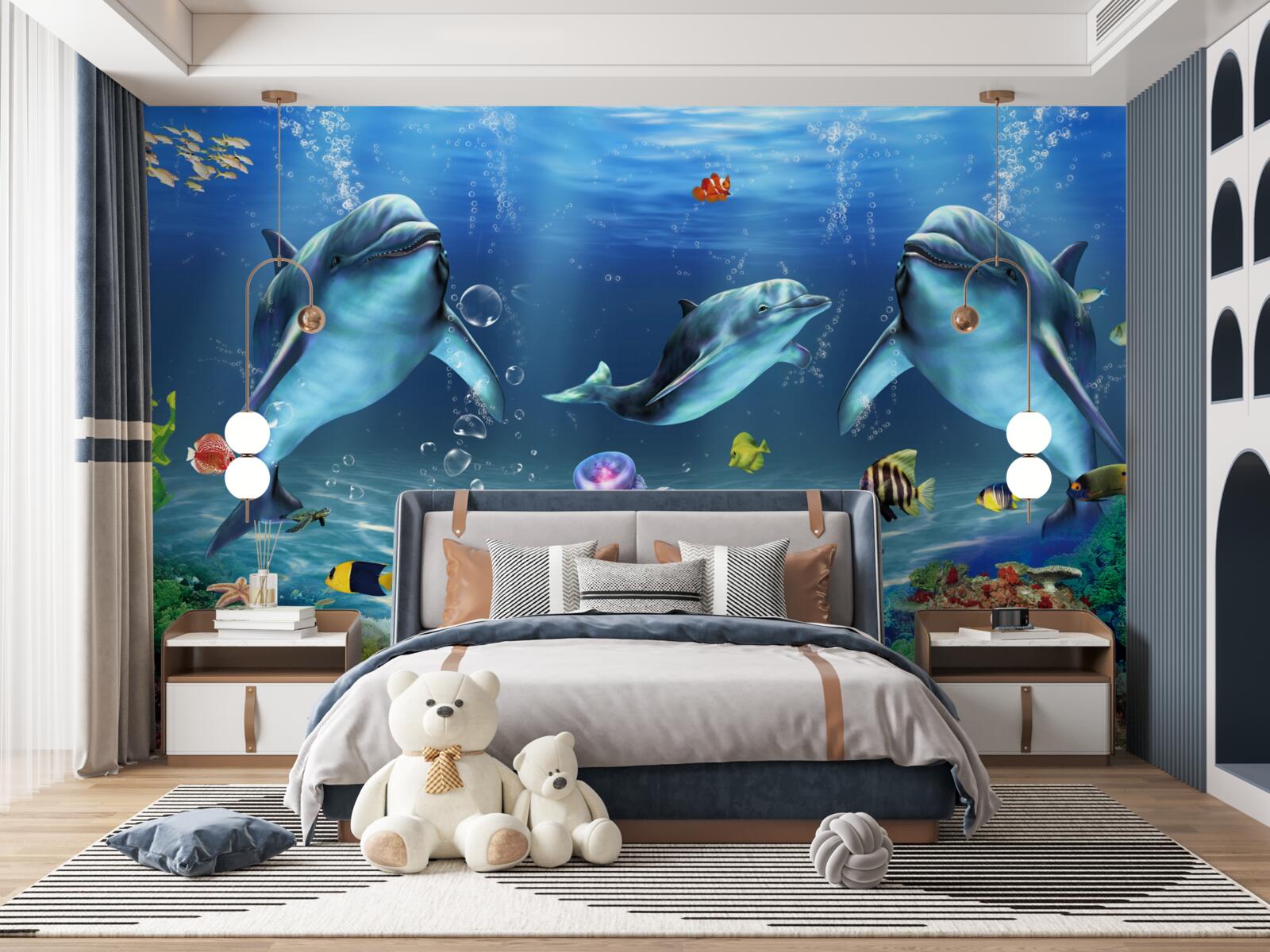 Фотошпалери водні мешканці - дельфіни