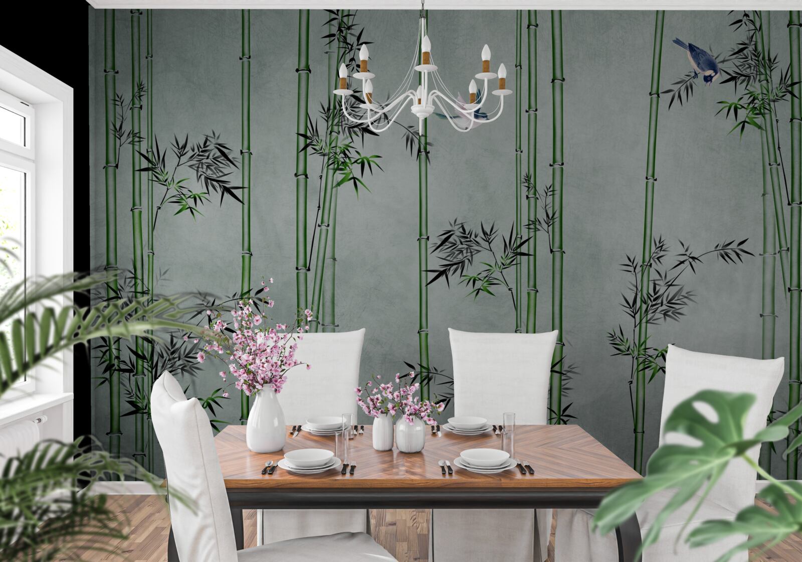 Фотошпалери бамбуковий ліс оповитий туманом