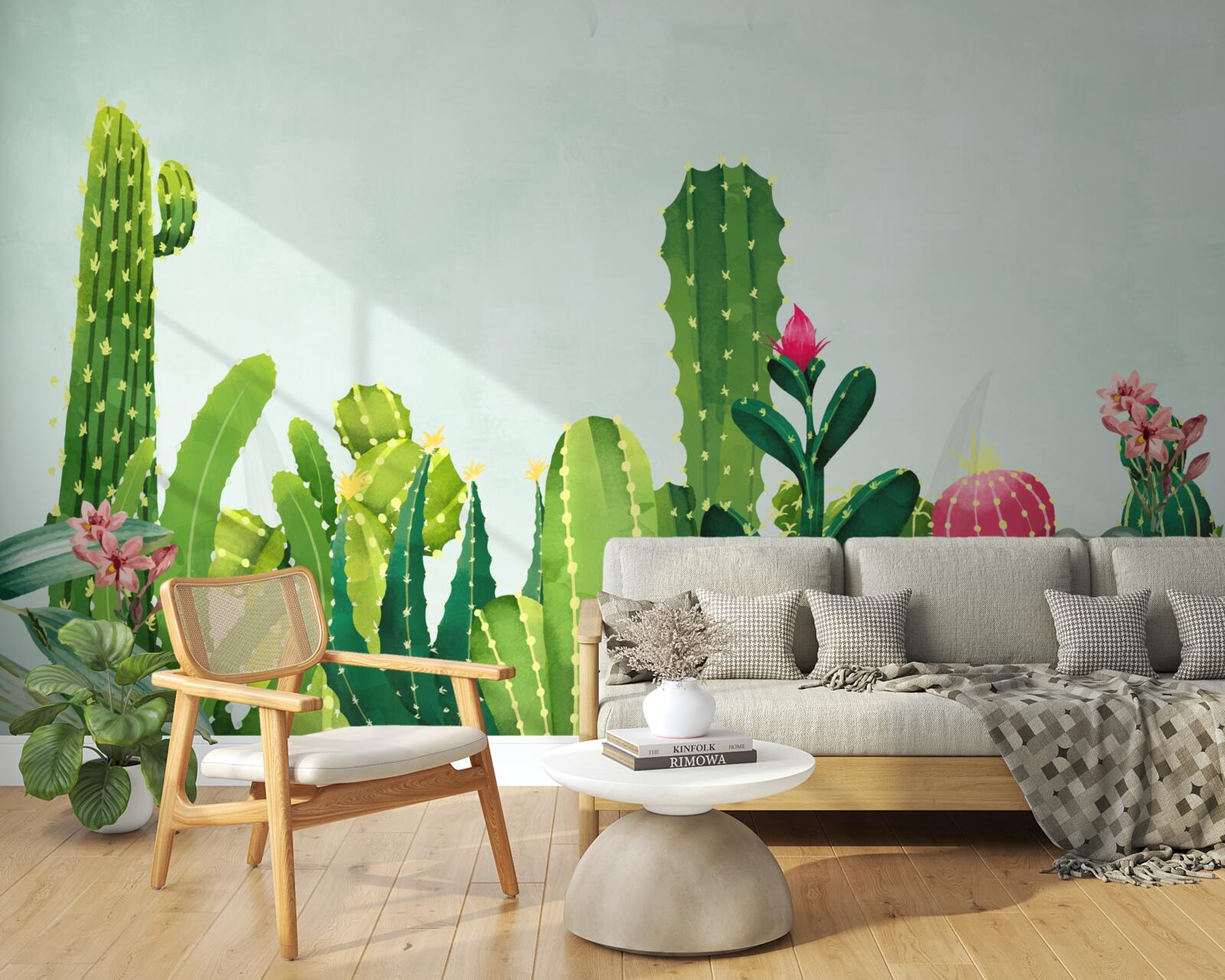 Фотошпалери блакитне небо в обрамленні кактусів