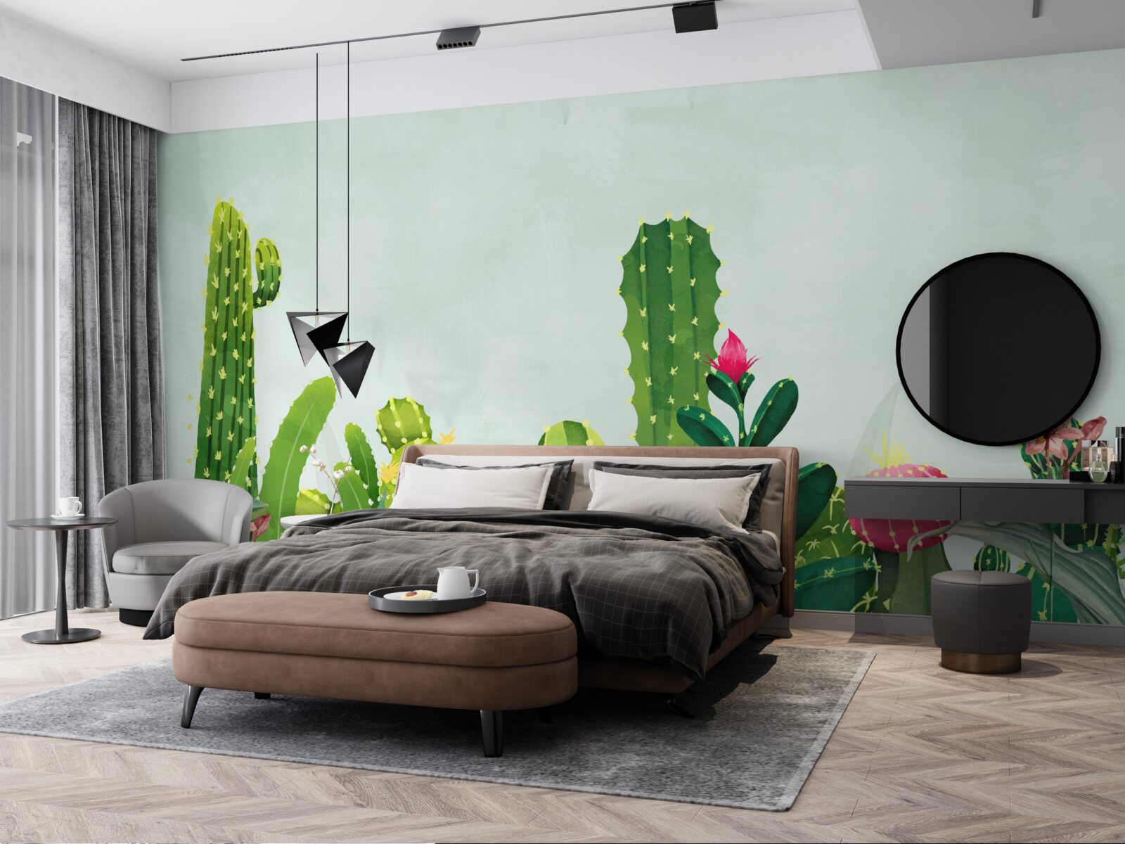 Фотошпалери блакитне небо в обрамленні кактусів