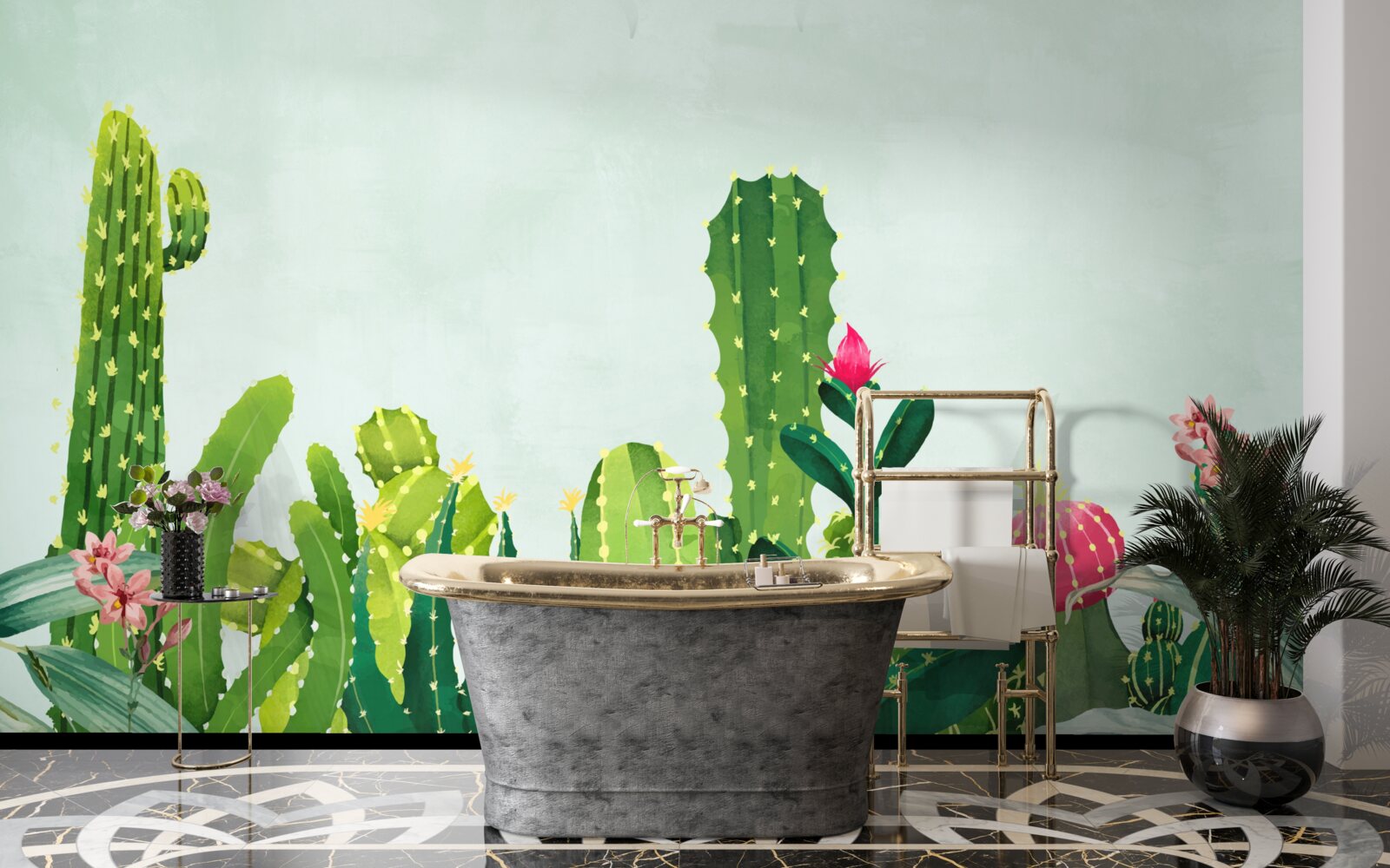 Фотошпалери блакитне небо в обрамленні кактусів