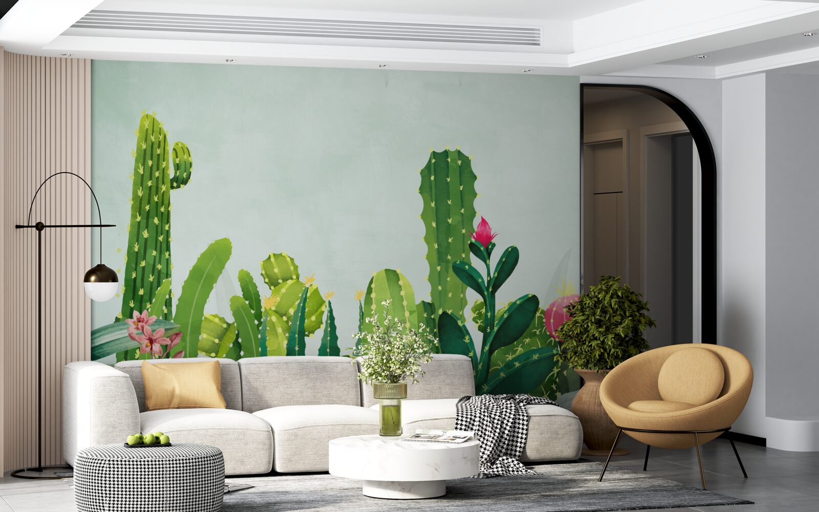 Фотошпалери блакитне небо в обрамленні кактусів