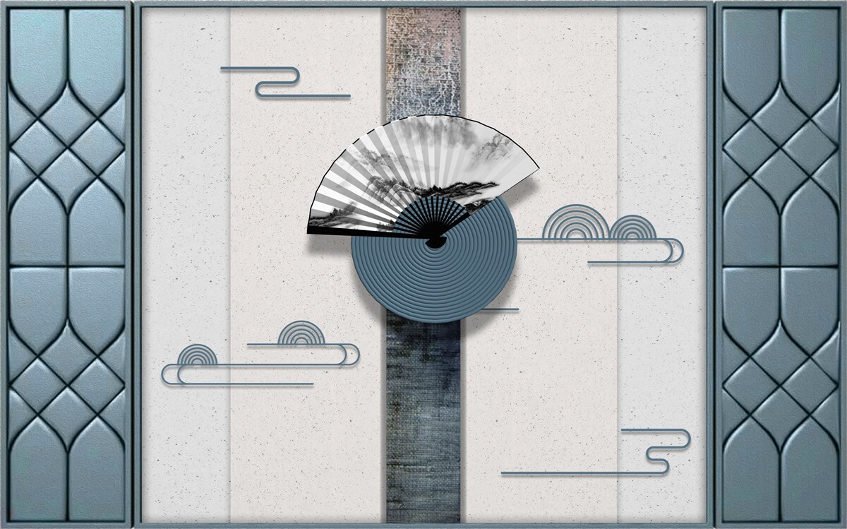 Фотошпалери чорно-біле віяло на тлі хмарного неба