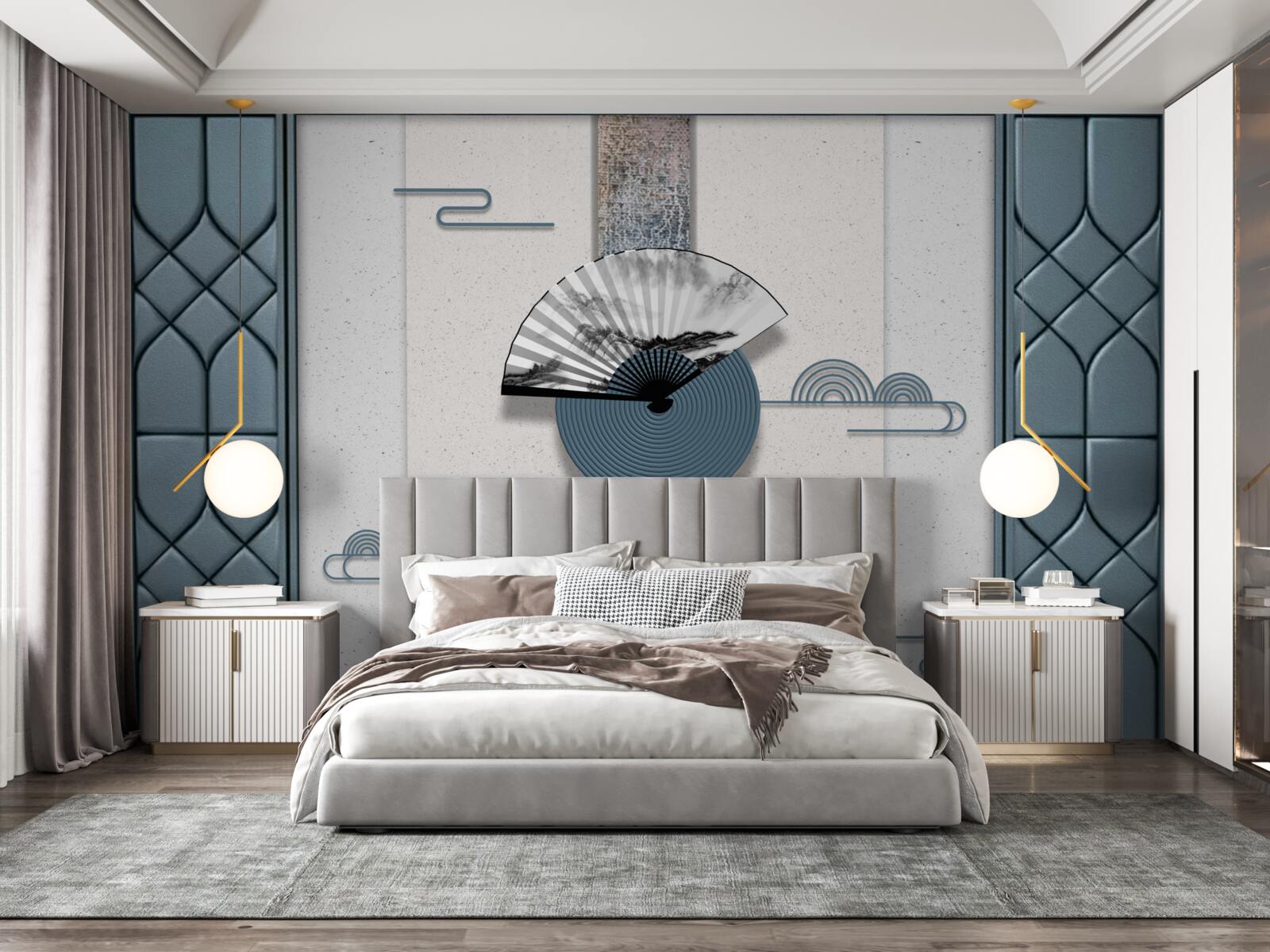 Фотошпалери чорно-біле віяло на тлі хмарного неба