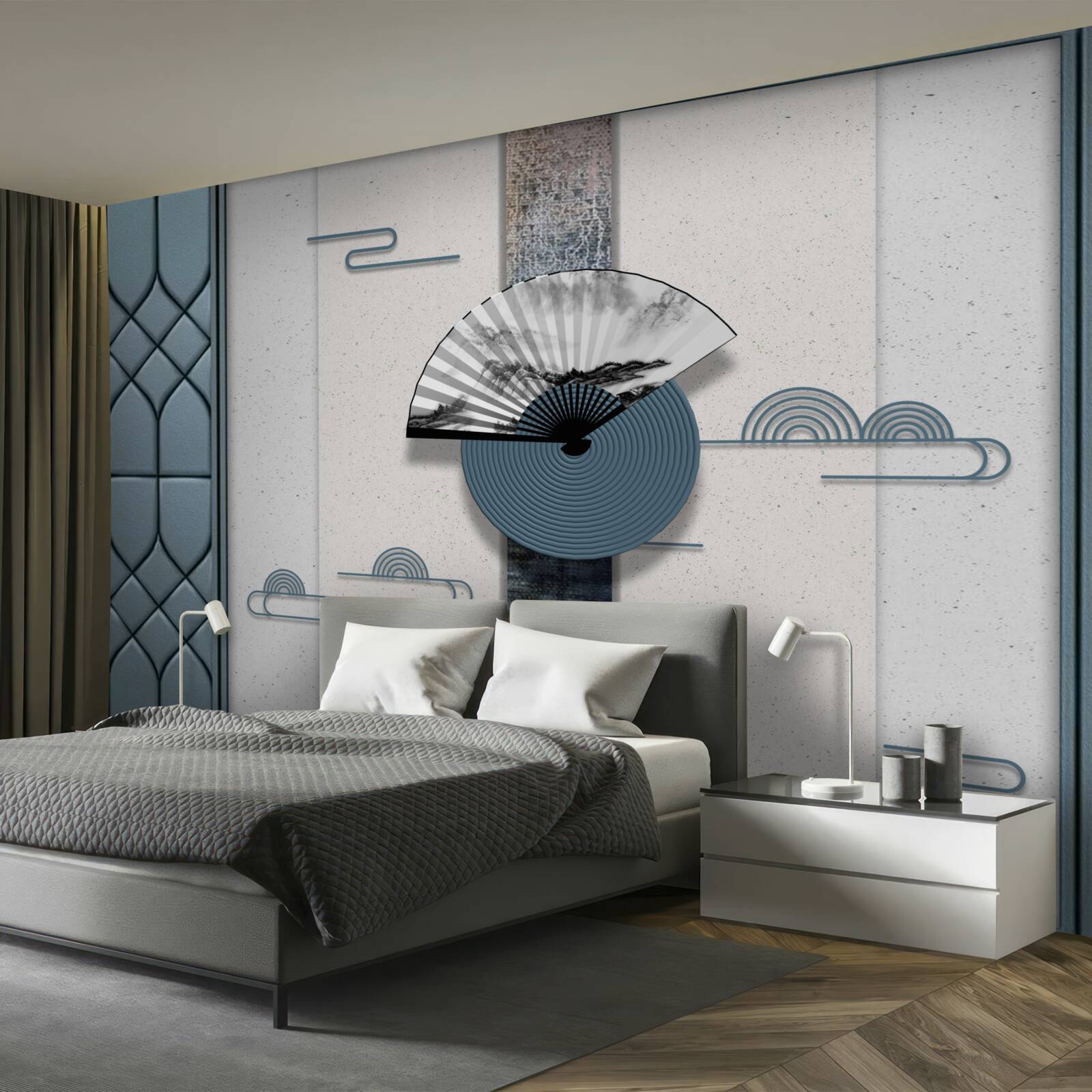 Фотошпалери чорно-біле віяло на тлі хмарного неба