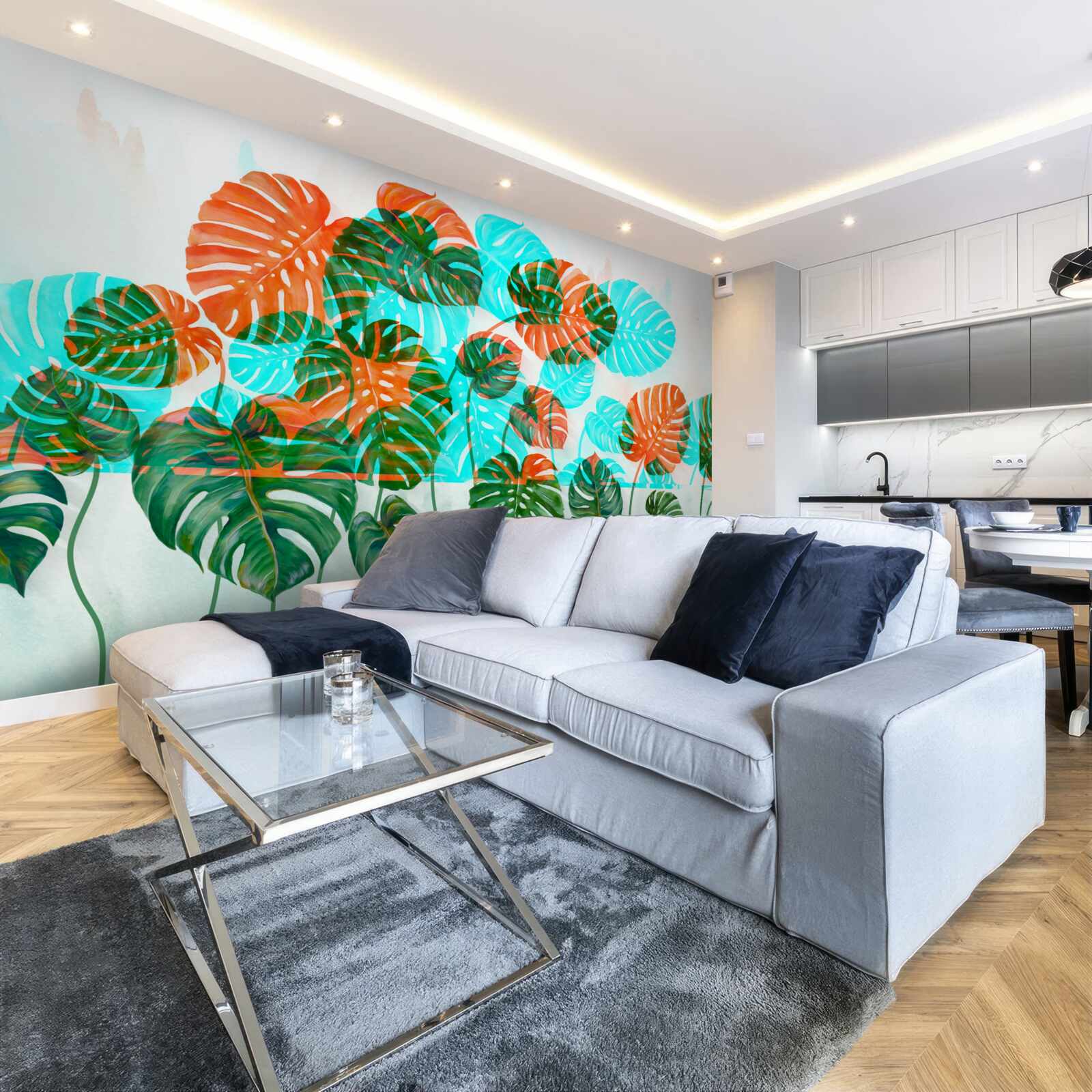 Фотошпалери монстера з зеленим листям