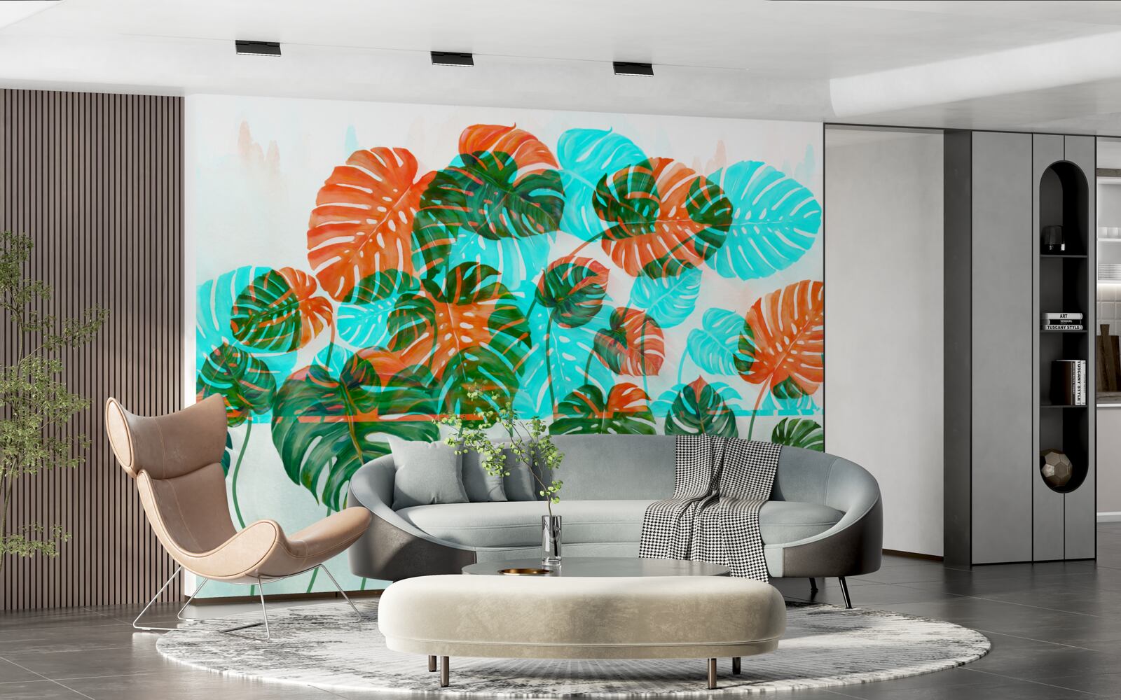 Фотошпалери монстера з зеленим листям