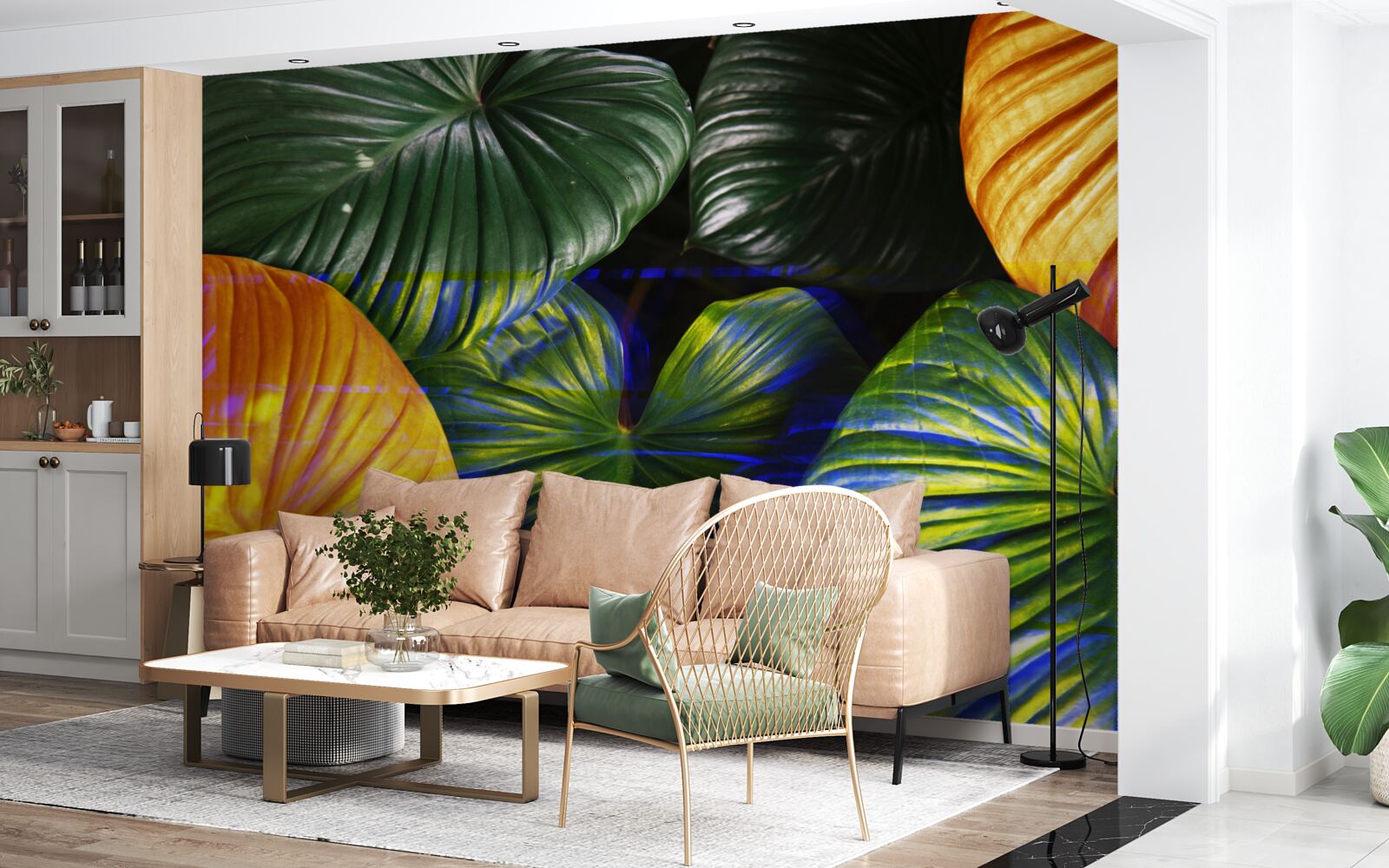 Фотошпалери велике зелене та коричневе листя