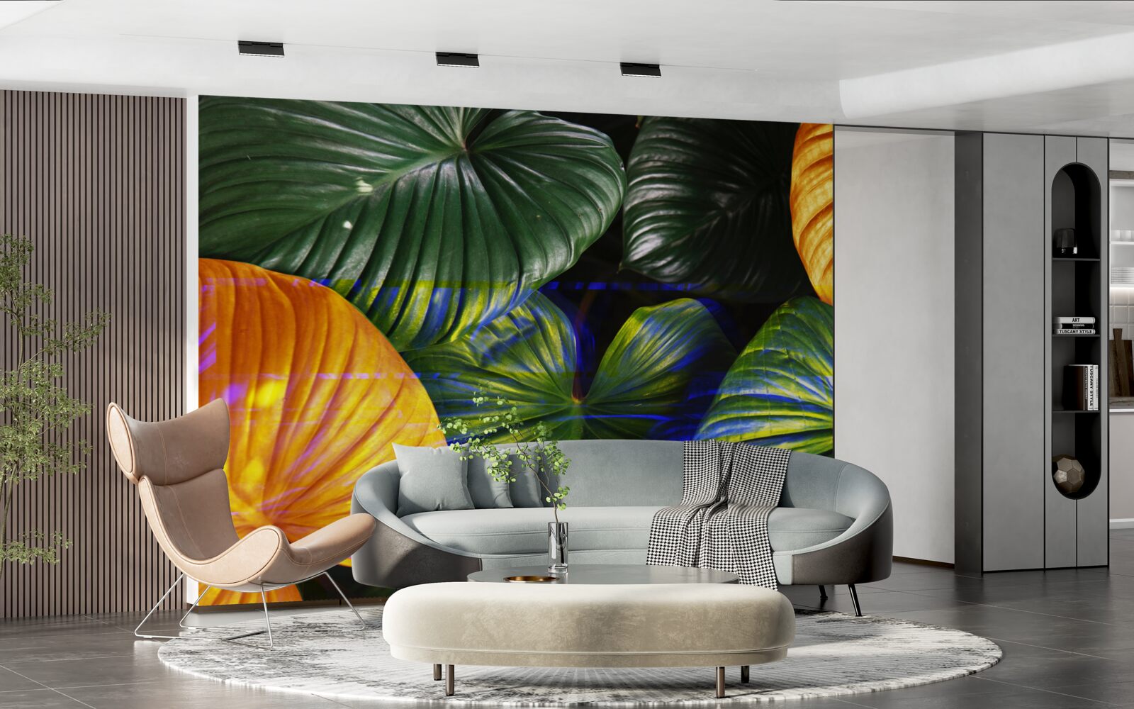 Фотошпалери велике зелене та коричневе листя