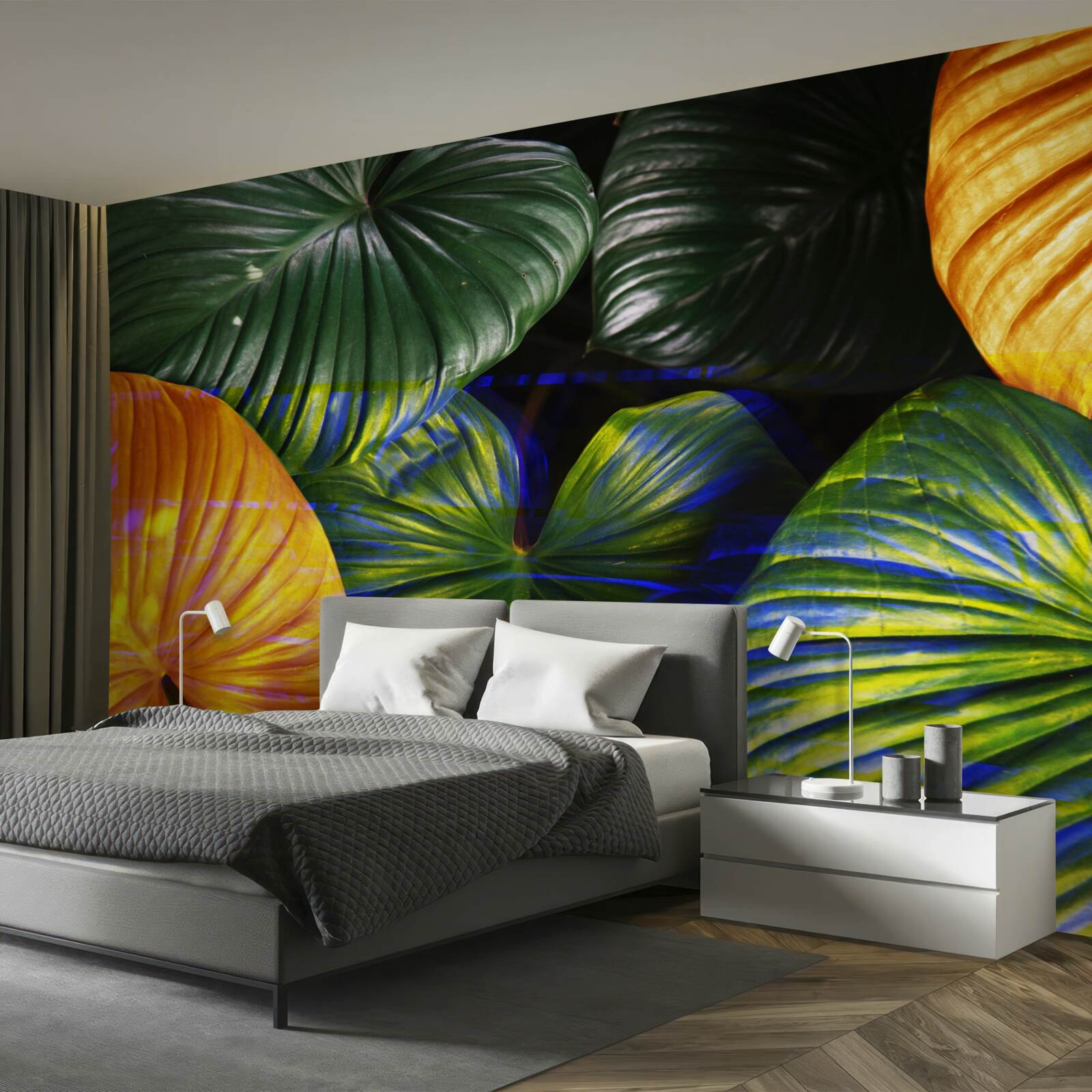 Фотошпалери велике зелене та коричневе листя