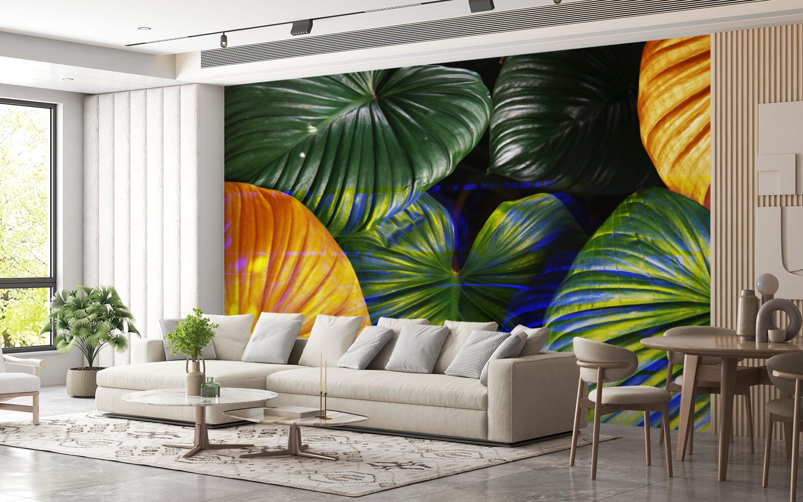 Фотошпалери велике зелене та коричневе листя