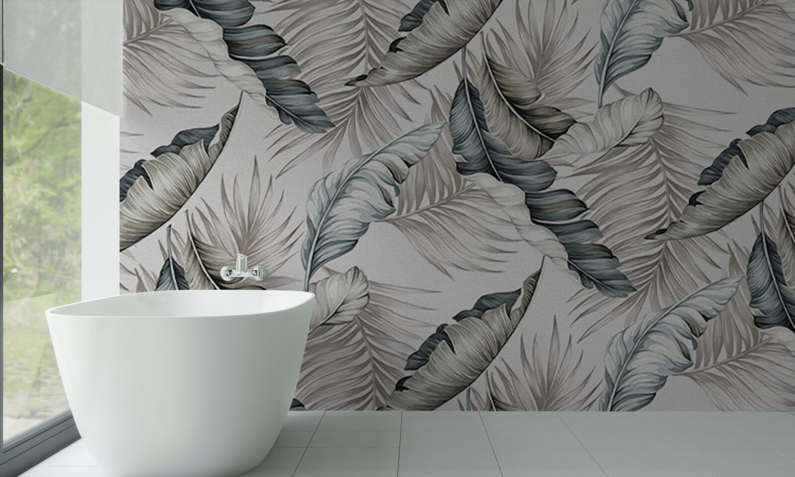 Фотошпалери тропічне листя в пастельних тонах