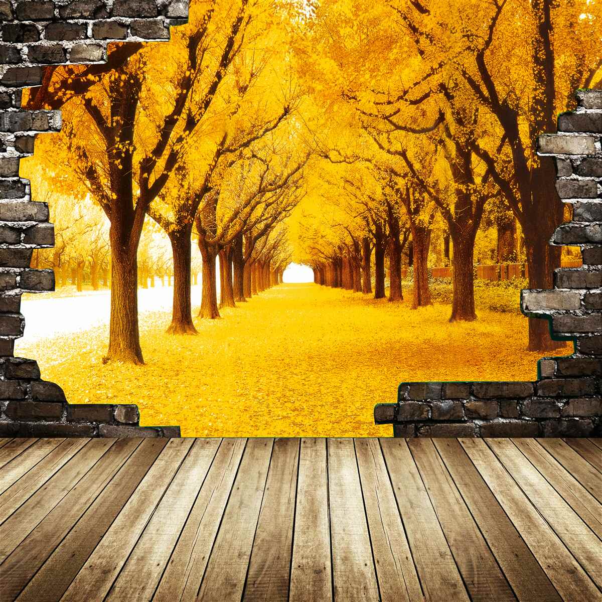 Фотошпалери алея була вкрита жовтим листям