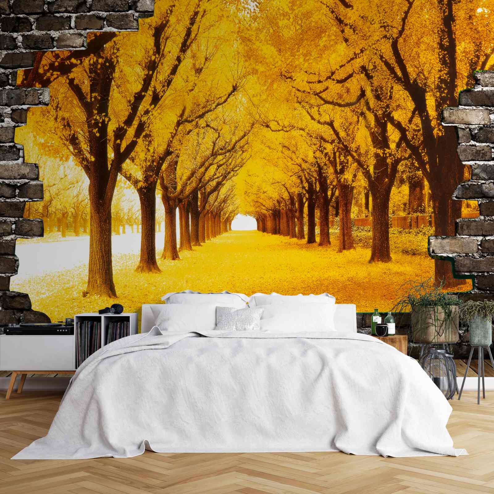 Фотошпалери алея була вкрита жовтим листям