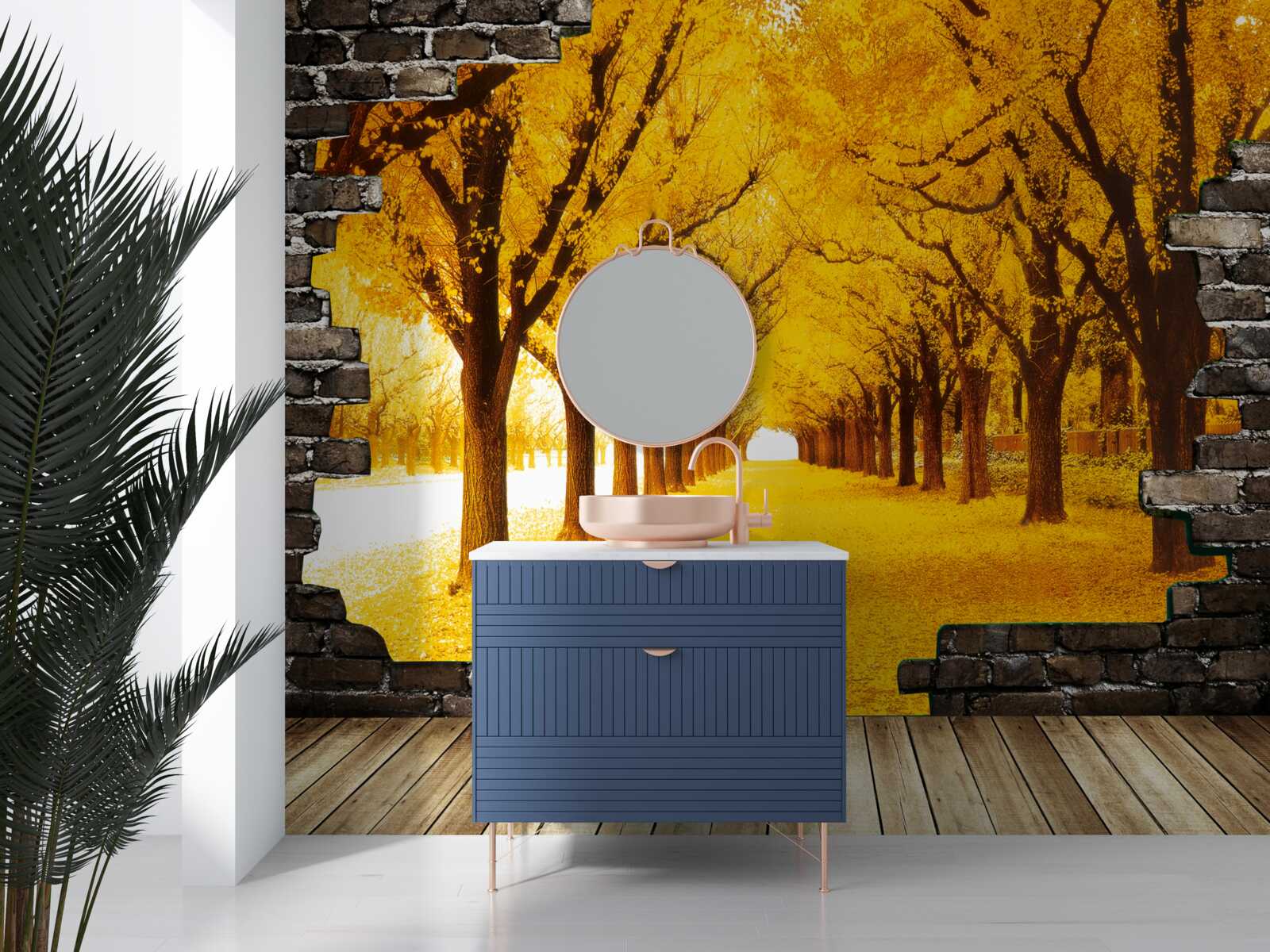 Фотошпалери алея була вкрита жовтим листям