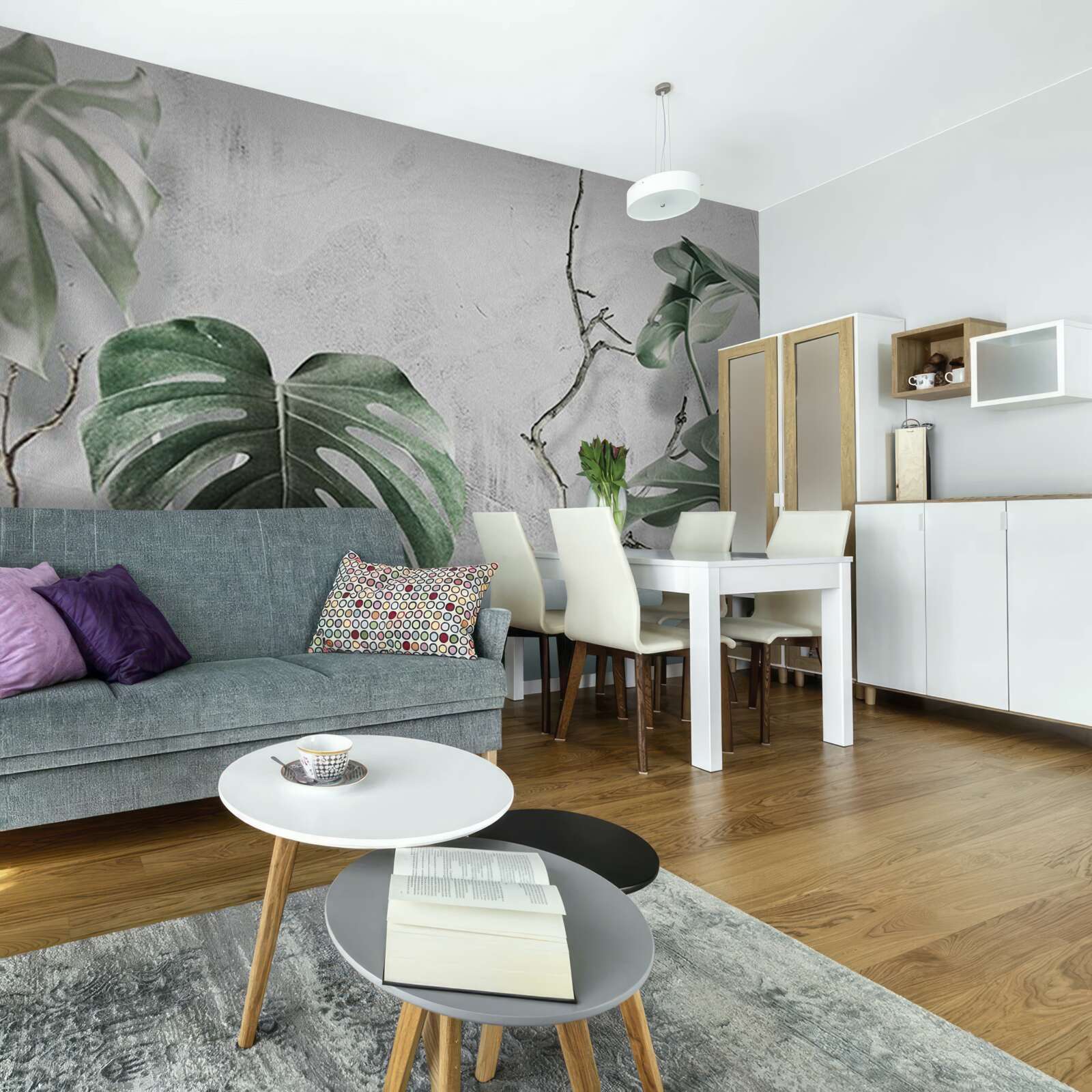 Фотошпалери зелене листя монстери велике