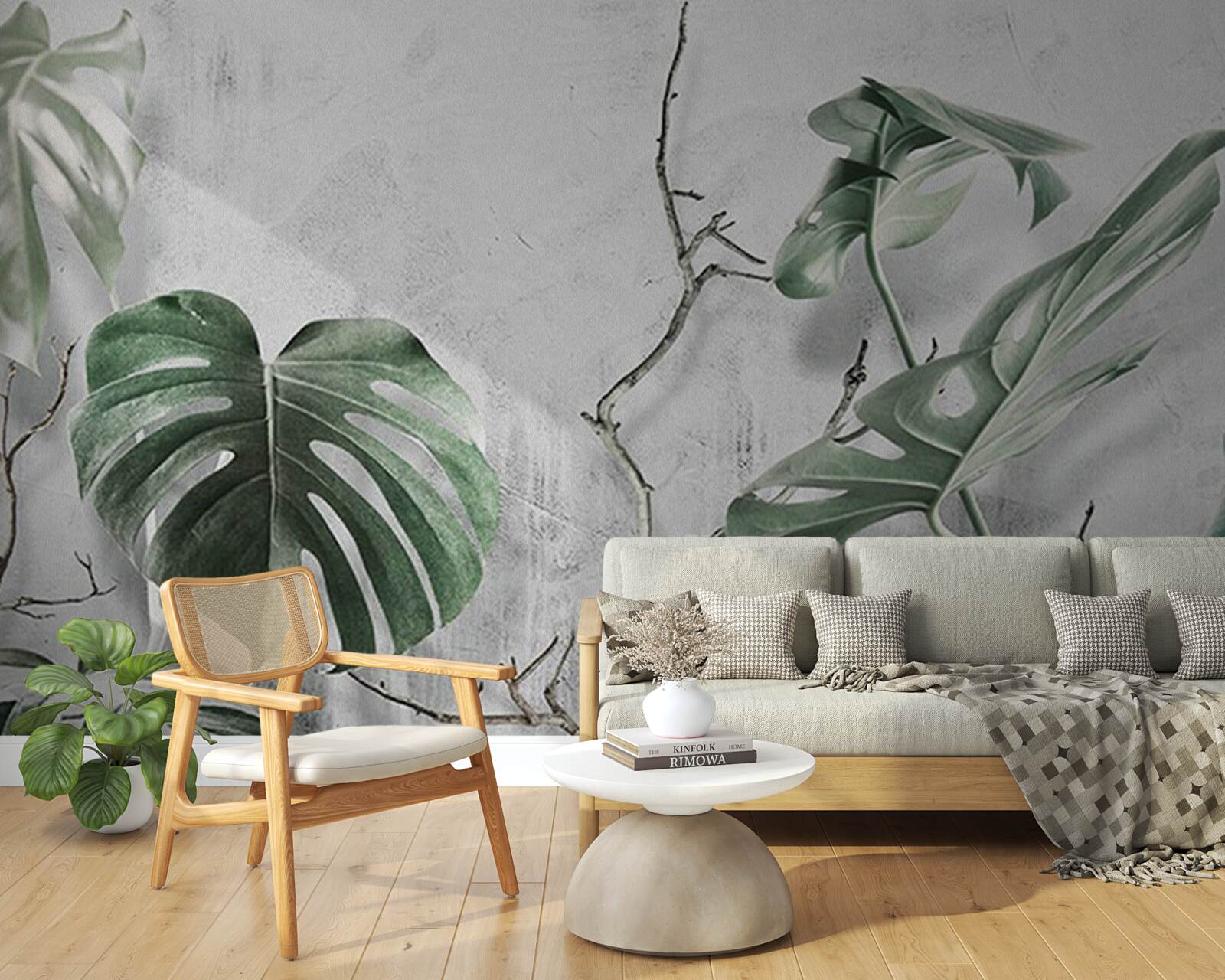 Фотошпалери зелене листя монстери велике