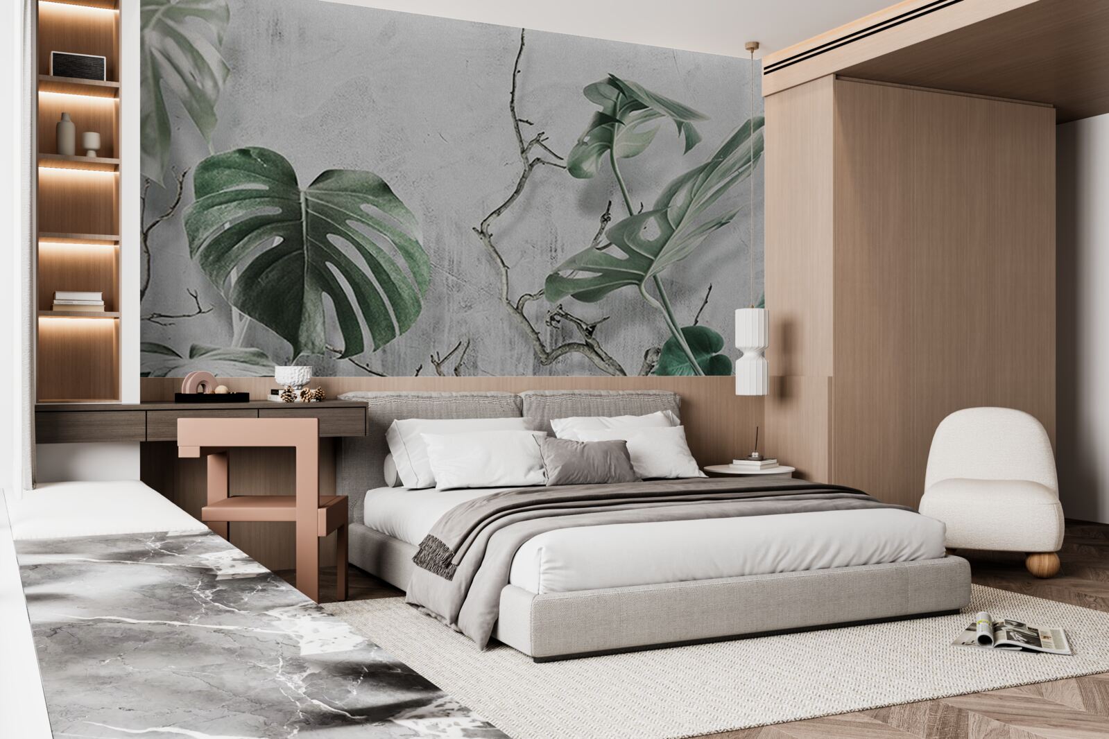 Фотошпалери зелене листя монстери велике