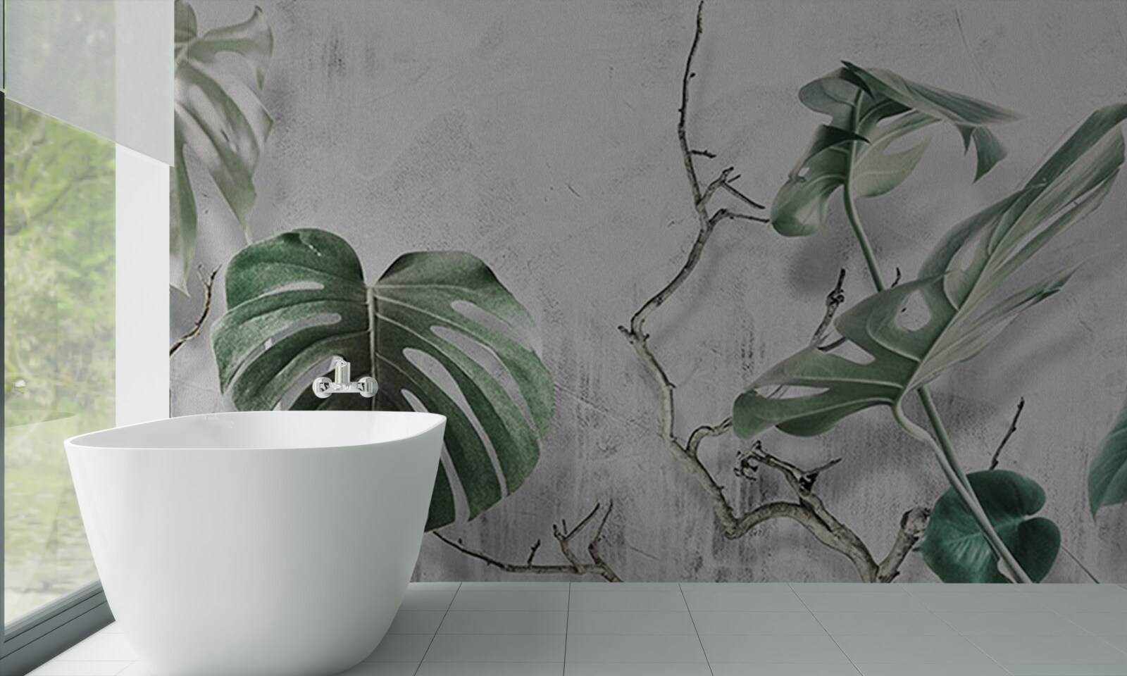 Фотошпалери зелене листя монстери велике