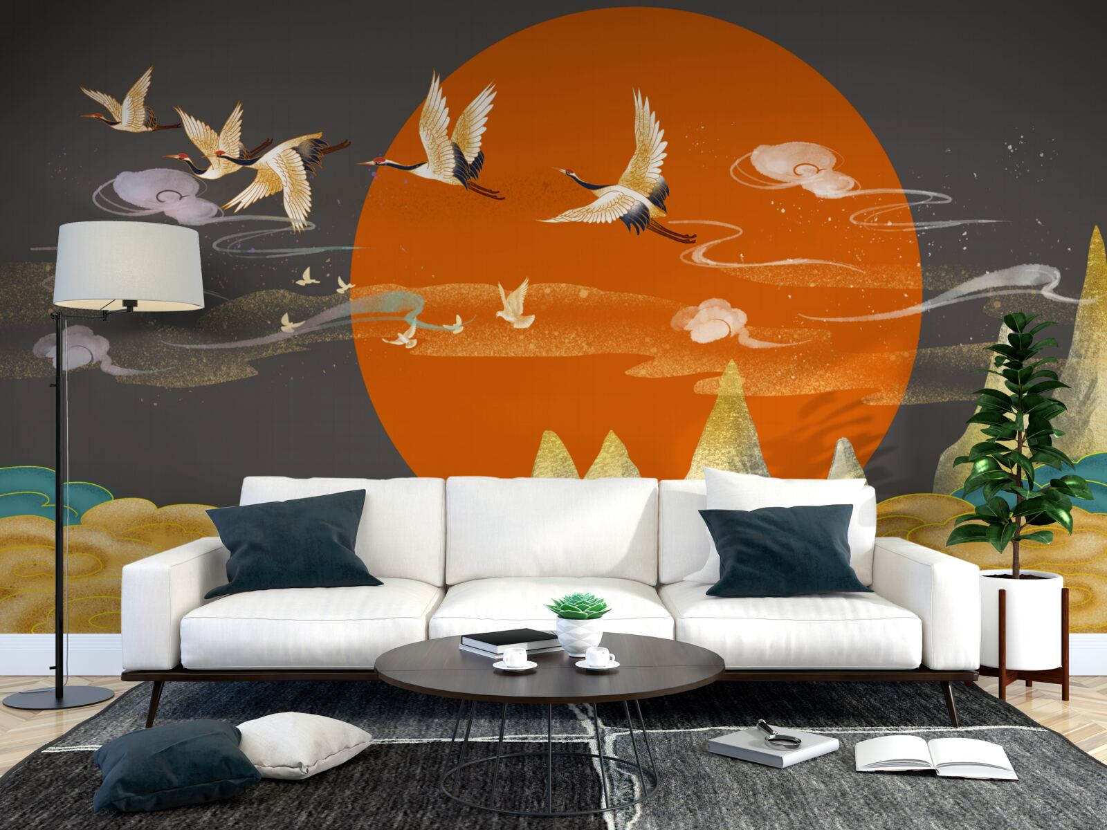 Фотошпалери гірські вершини стають свідками відльоту журавлів з рідних місць