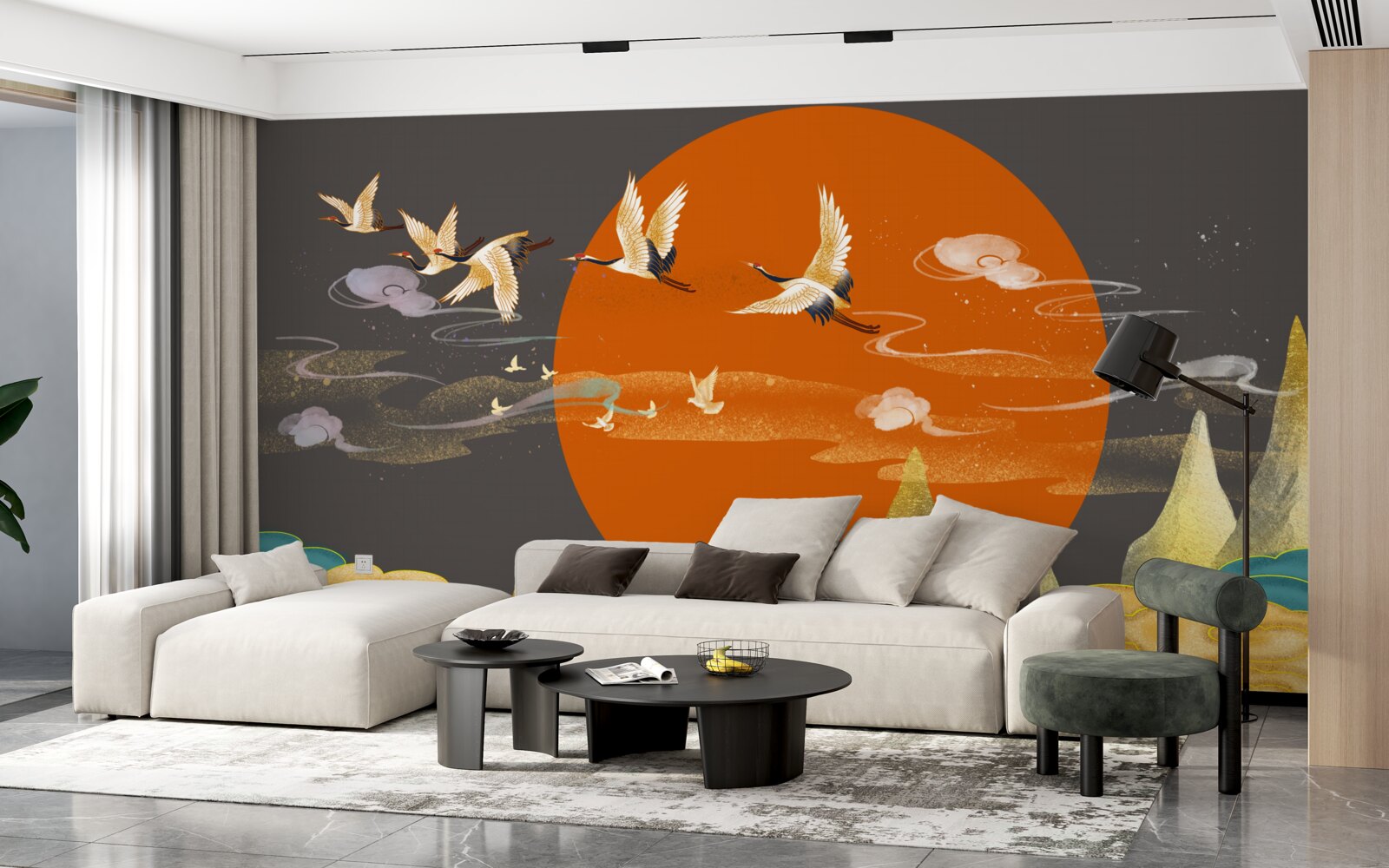 Фотошпалери гірські вершини стають свідками відльоту журавлів з рідних місць