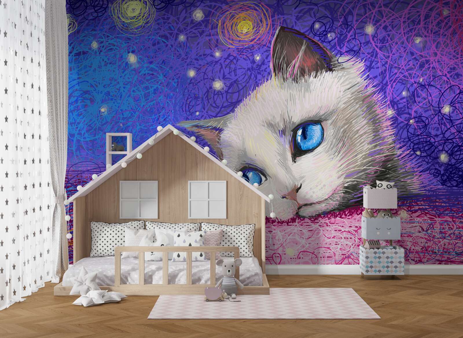 Фотошпалери розгублене блакитнооке кошеня