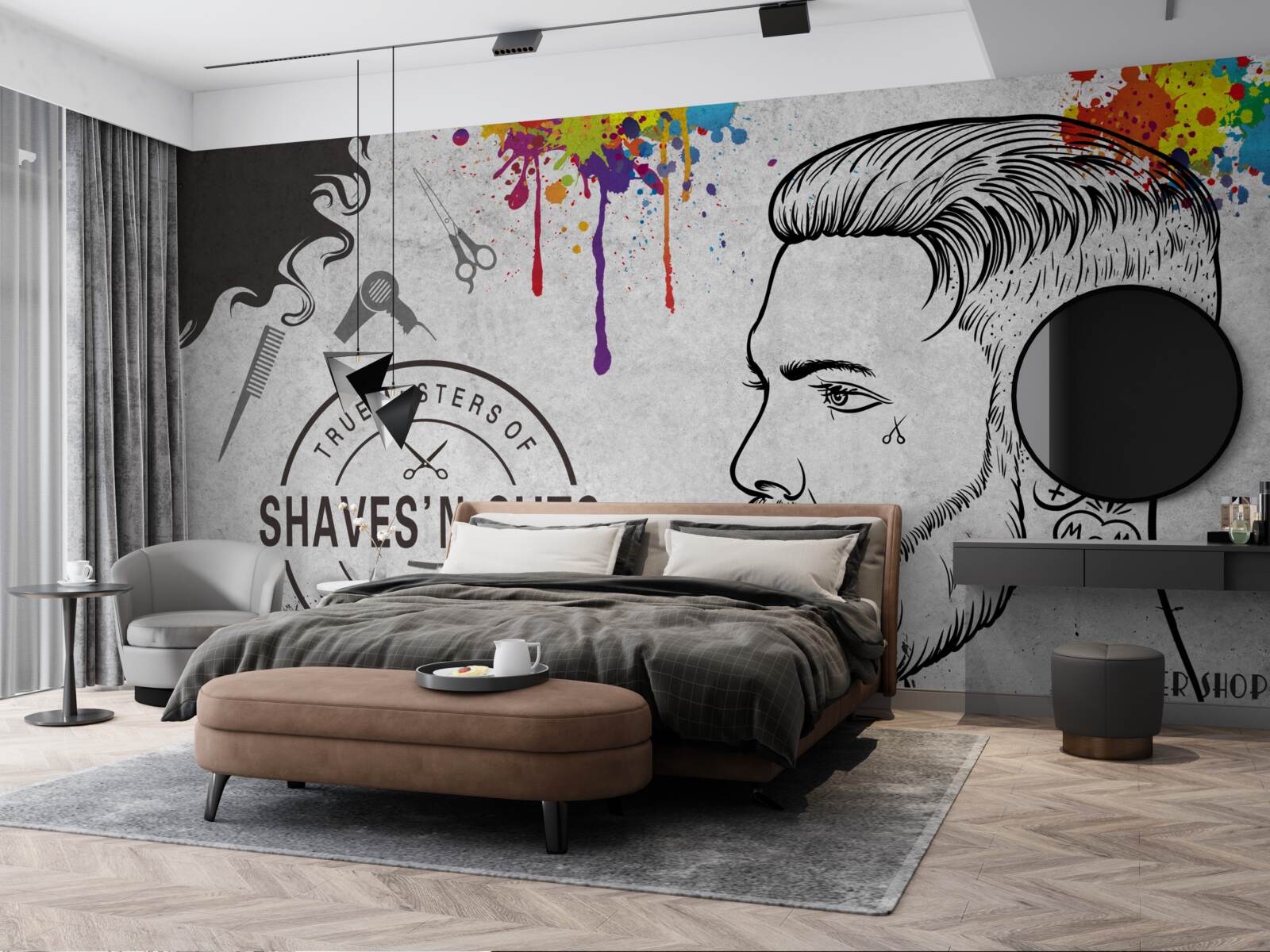 Фотошпалери реклама перукарні на стіні