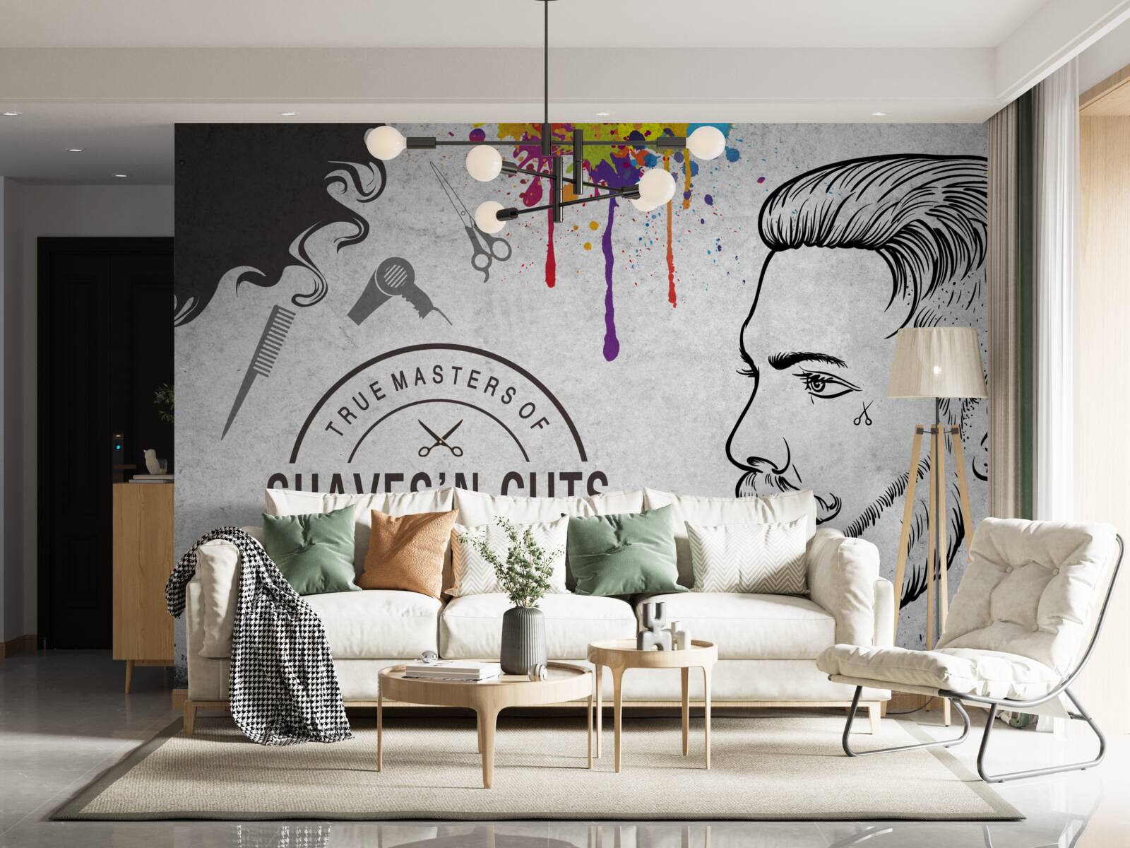 Фотошпалери реклама перукарні на стіні