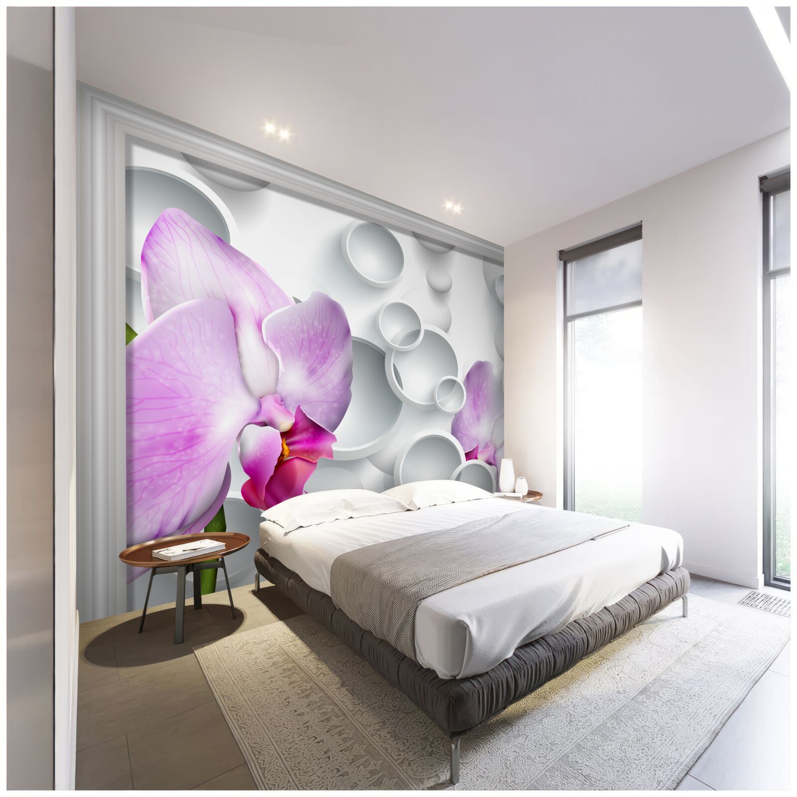 Фотошпалери ніжно-рожева орхідея з кільцями