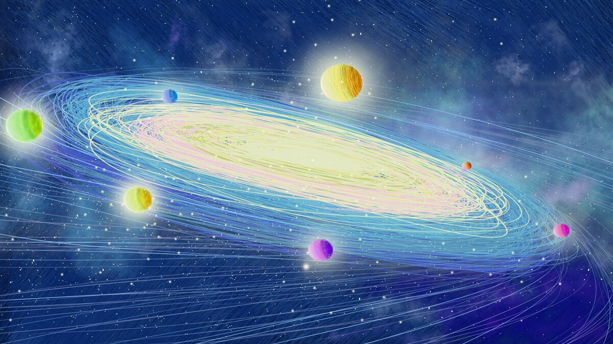 Фотошпалери обертання планет навколо зірки, яку ми називаємо Сонцем