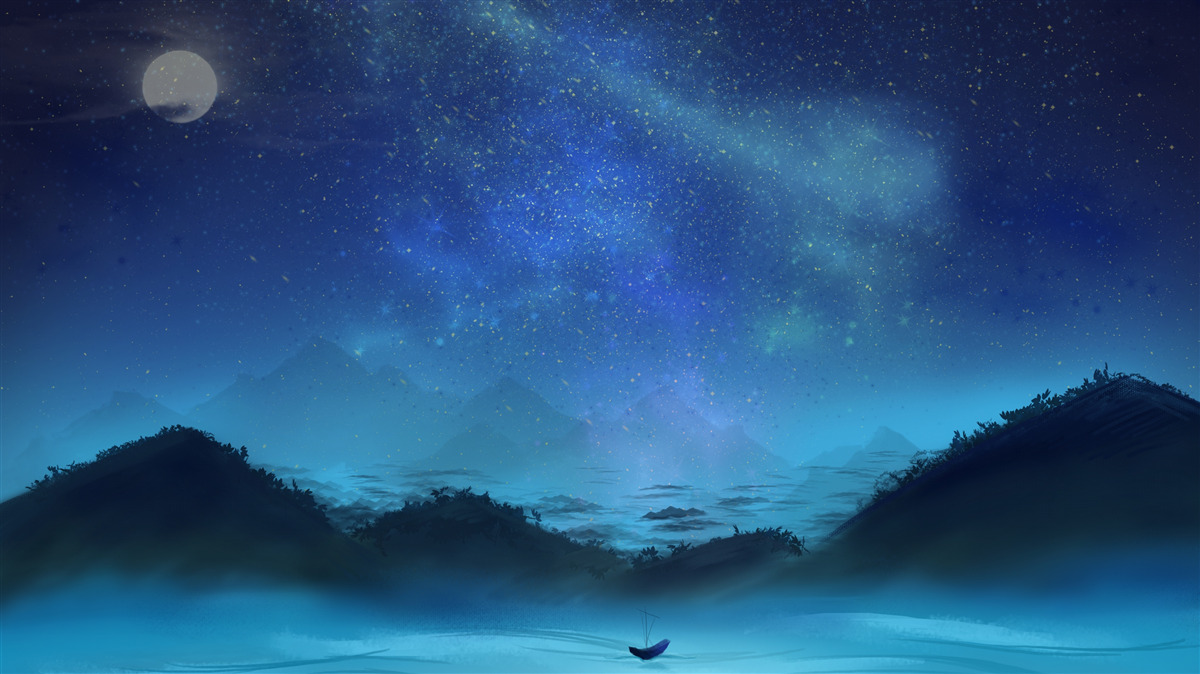 Фотошпалери Північне сяйво і зоряне небо над гірськими вершинами