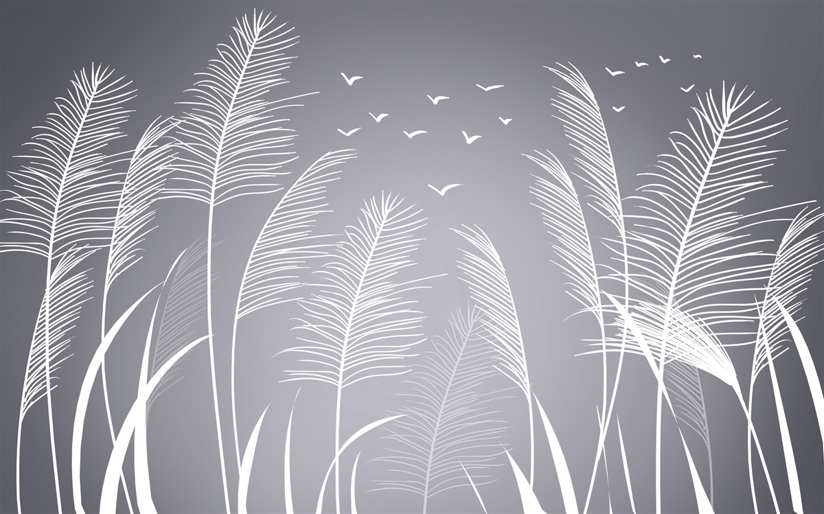 Фотошпалери вітер рухає рослини, що нагадують форму пір'я