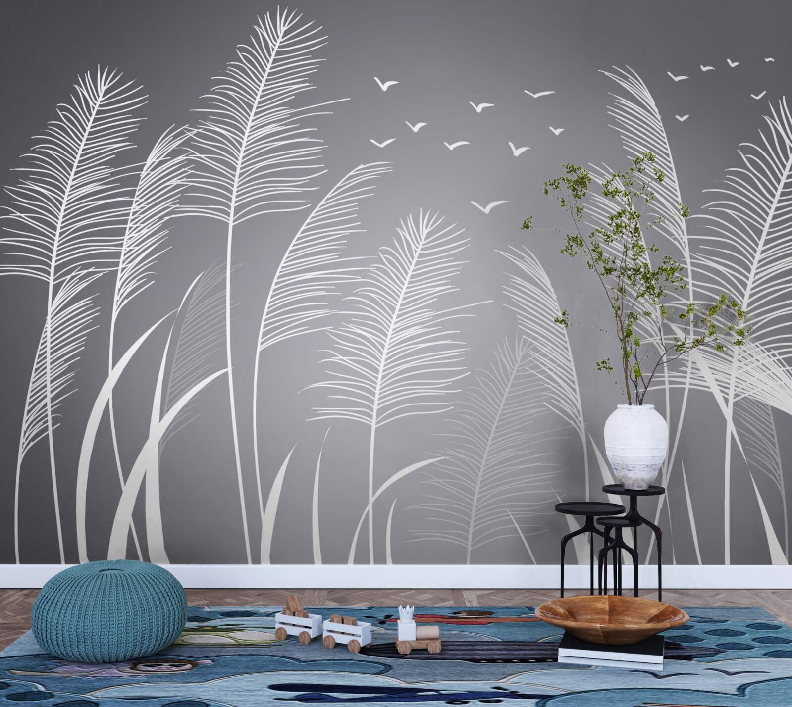 Фотошпалери вітер рухає рослини, що нагадують форму пір'я