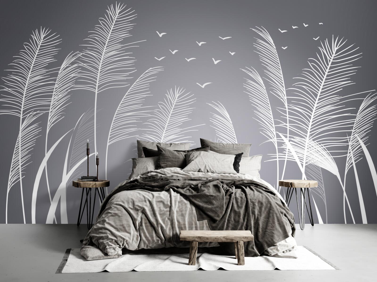 Фотошпалери вітер рухає рослини, що нагадують форму пір'я