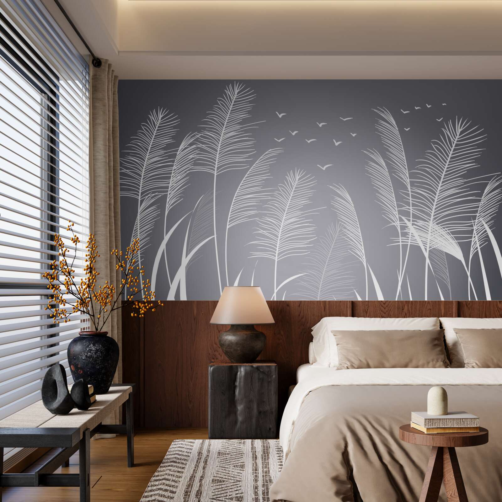 Фотошпалери вітер рухає рослини, що нагадують форму пір'я