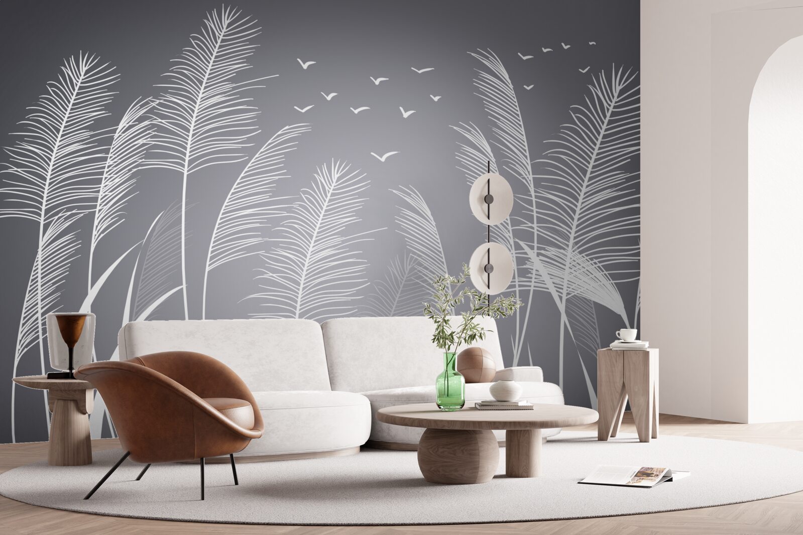 Фотошпалери вітер рухає рослини, що нагадують форму пір'я